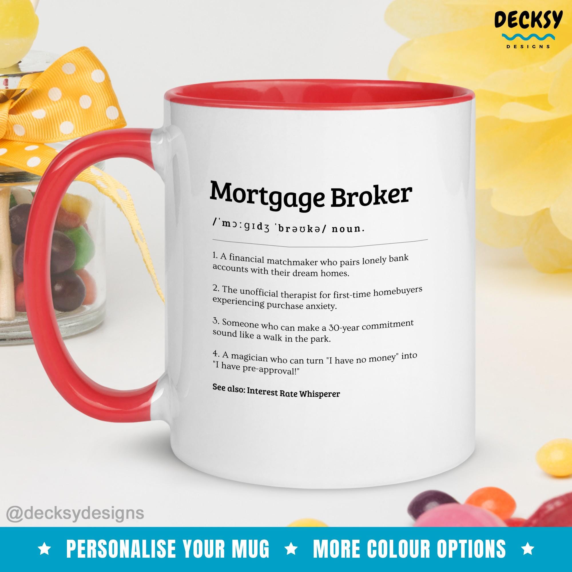 Mortgage Broker Mug, Gift For Best Broker, Personalised Mortgage Broker Appreciation Gift, Mortgage Advisor Mug, Custom Mortgage Lender Gift Mugs by DecksyDesigns