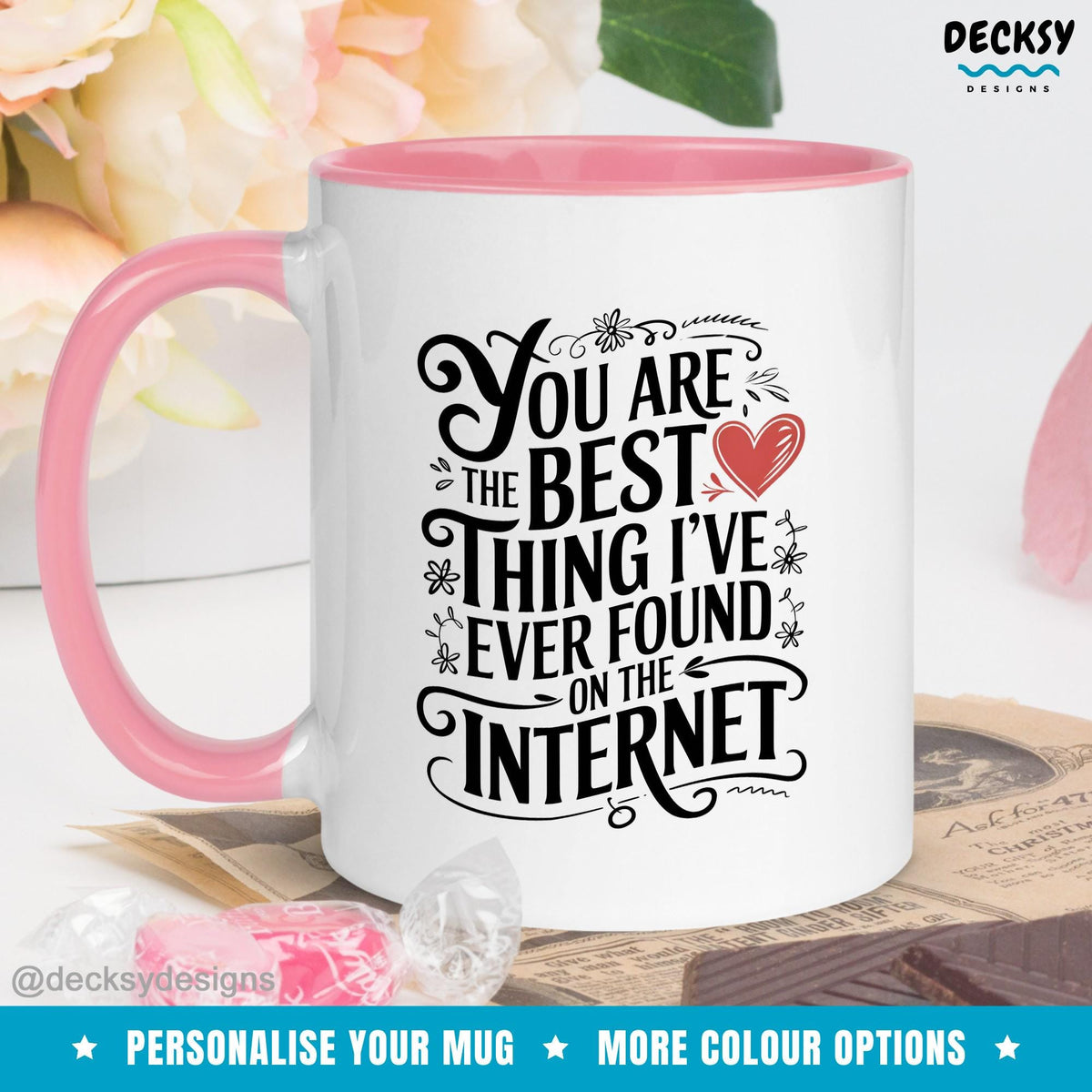 Custom Funny Mug For Wife, Couples Internet Dating Gift, Vday Gifts For Her, Personalized Valentines Day Gift For Girlfriend and Boyfriend Mugs by DecksyDesigns