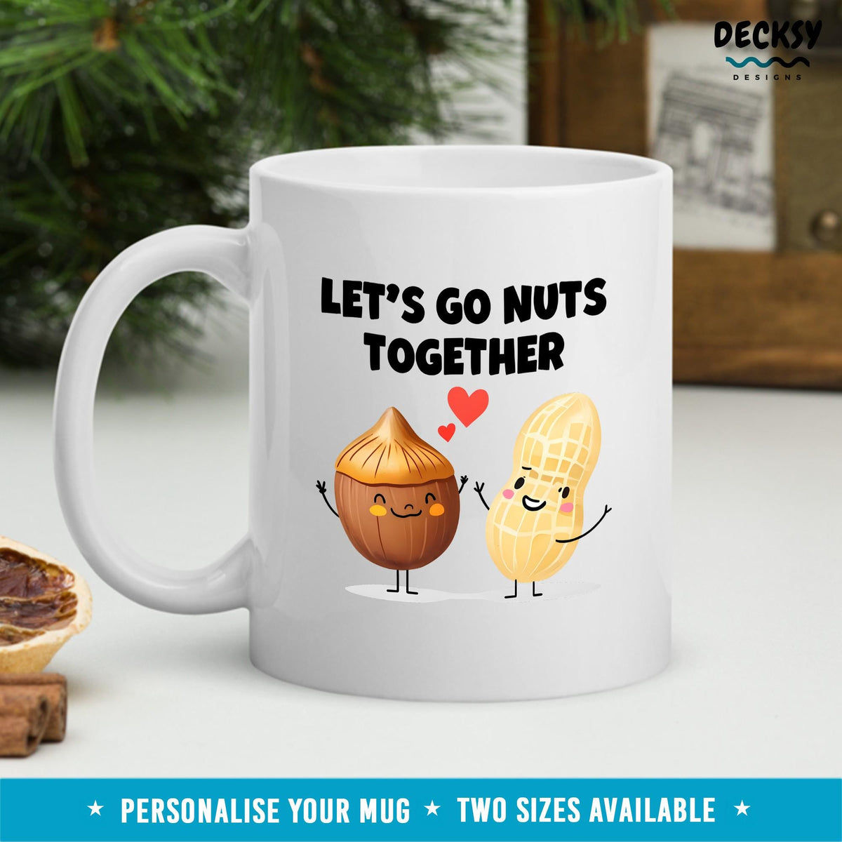 Nuts About You Couple Mug, Personalized Coffee Mug, Valentine's Day Gift Mugs by DecksyDesigns