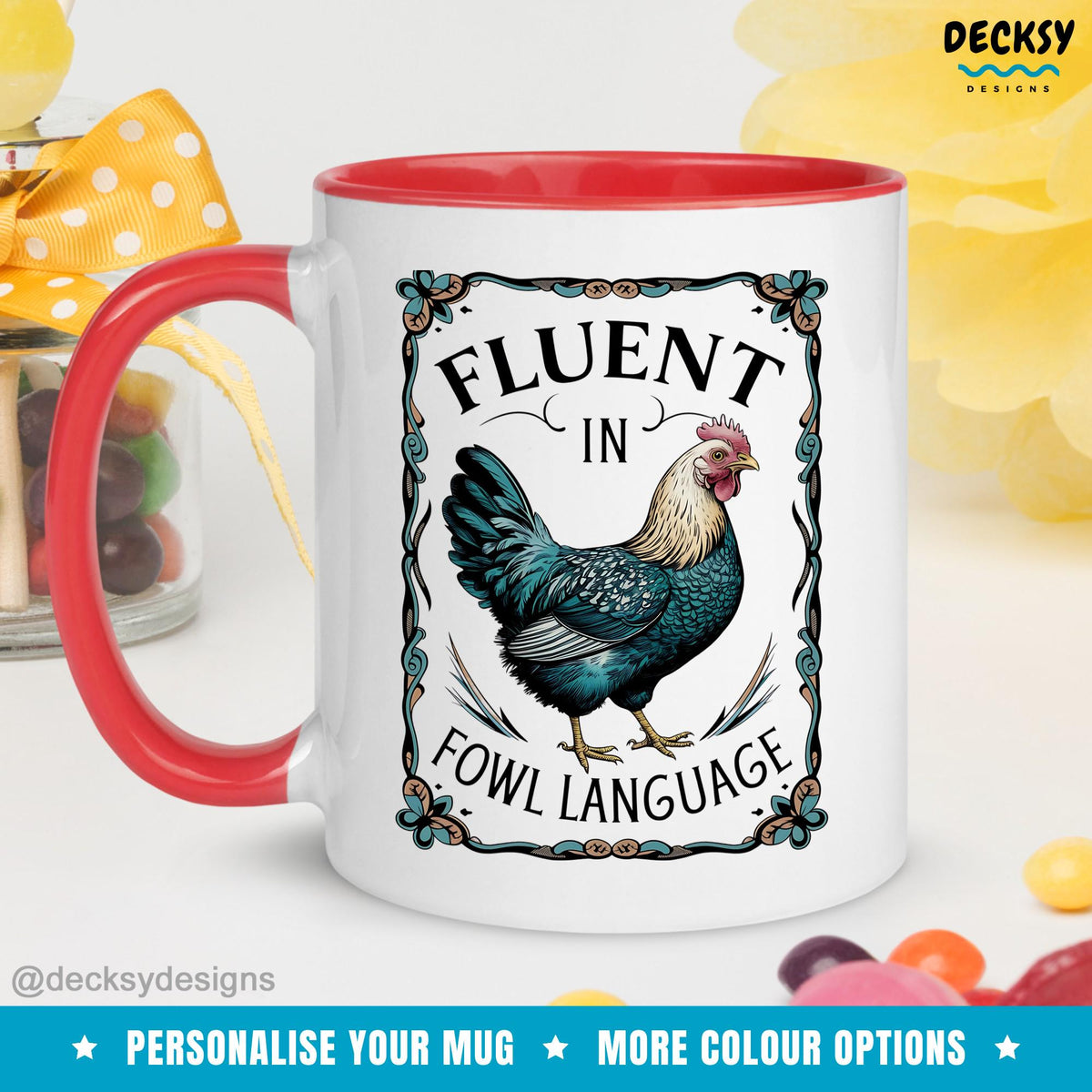 Funny Chicken Mug: Fowl Language Coffee Mug, Farmer Gift Mugs by DecksyDesigns