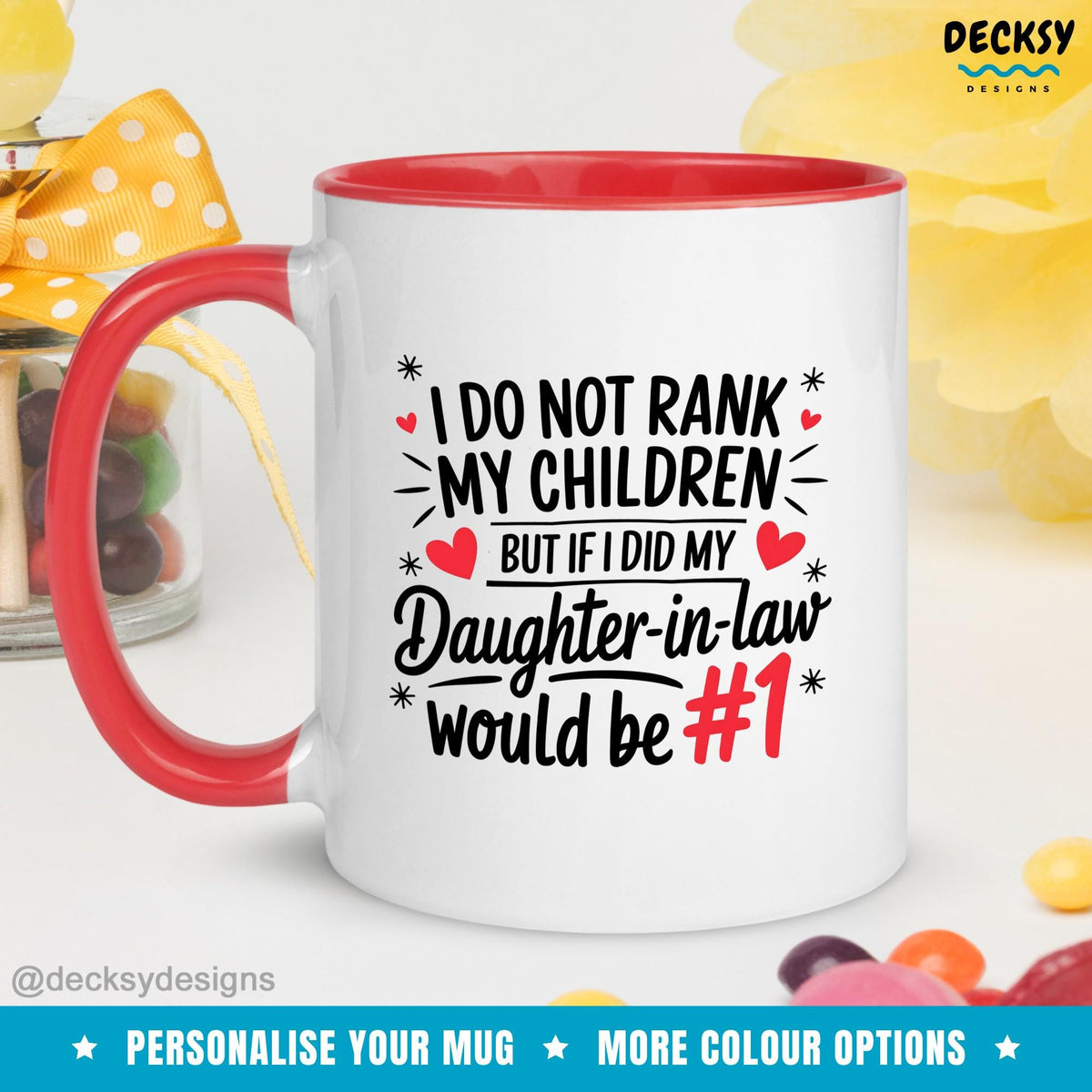 Daughter In Law Mug, Custom Gift From Mum In Law, Best Daughter-in-law Wedding Cup, Bride Favorite Child, Mother's Day Gift From In-Laws Mugs by DecksyDesigns