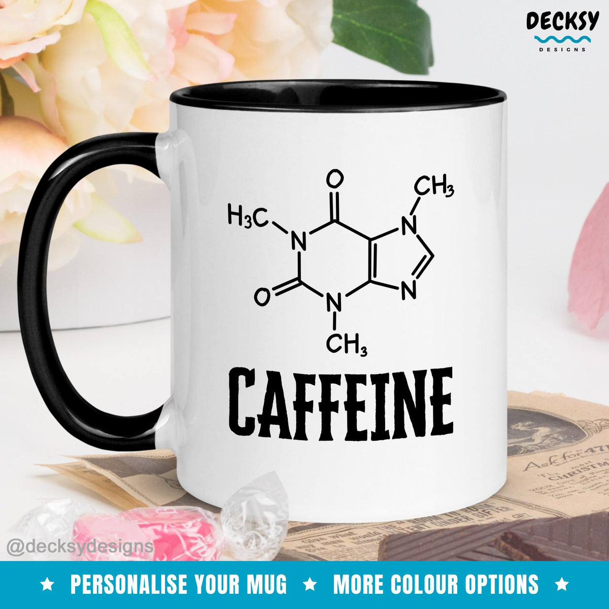 Funny Chemistry Coffee Mug, Caffeine Molecule, Chemistry Teacher, Custom Science Mug, Scientist Mug, Science Teacher Gift, Personalized Mug Mugs by DecksyDesigns