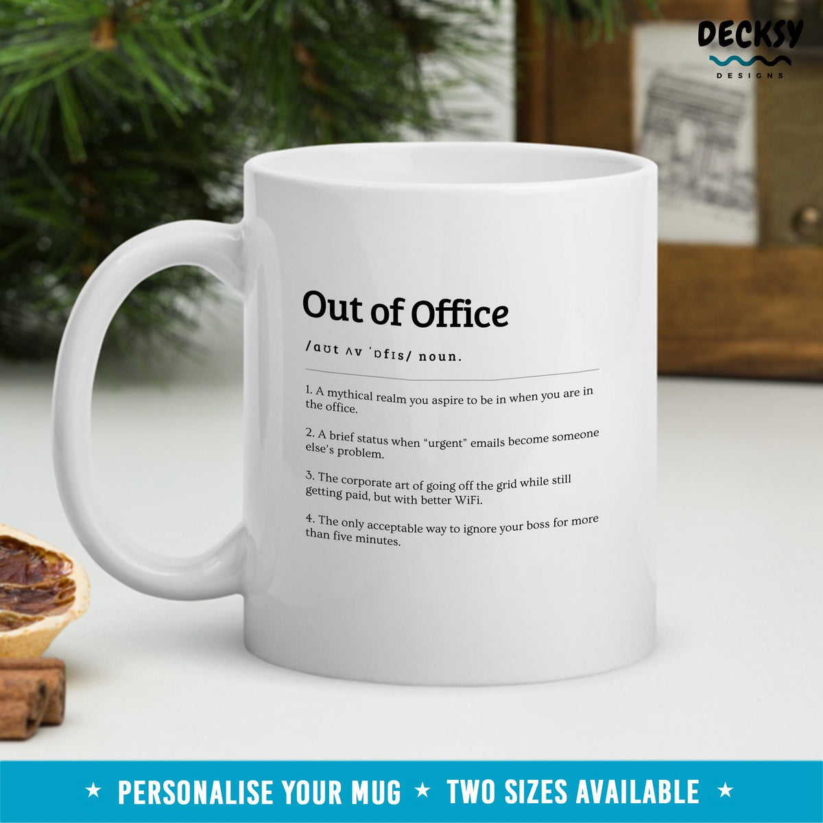 Out Of Office Mug, Funny Coworker Gift, Custom Colleague Birthday Mug, Personalized Boss Supervisor Manager Lead Staff Gift, Work Humour Mug Mugs by DecksyDesigns