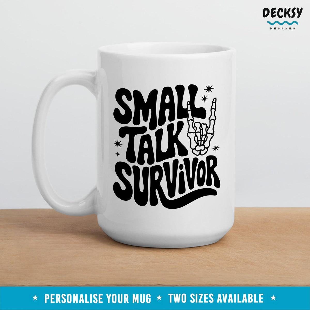 Small Talk Survivor Office Mug, Custom Coworker Birthday Gift, Friend Funny Mug, Work Appropriate Mug, Employee Gift, Introverted Partner Mugs by DecksyDesigns