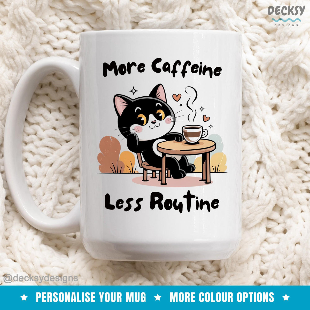 Funny Cat Lover Coffee Mug: Custom Work From Home Gift Mugs by DecksyDesigns