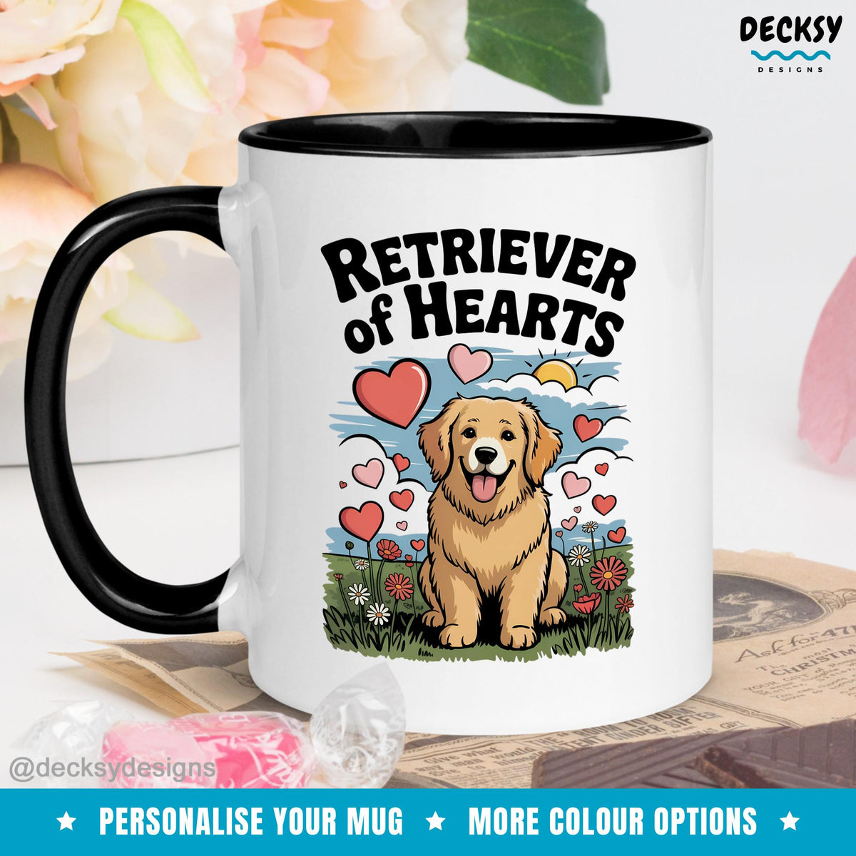 Golden Retriever Mug, Personalised Dog Lover Gift, Custom Dog Mum Cup, Pet Lover Dog Dad Gift, Cute Dog Mug, Custom Fur Baby New Dog Gift Mugs by DecksyDesigns