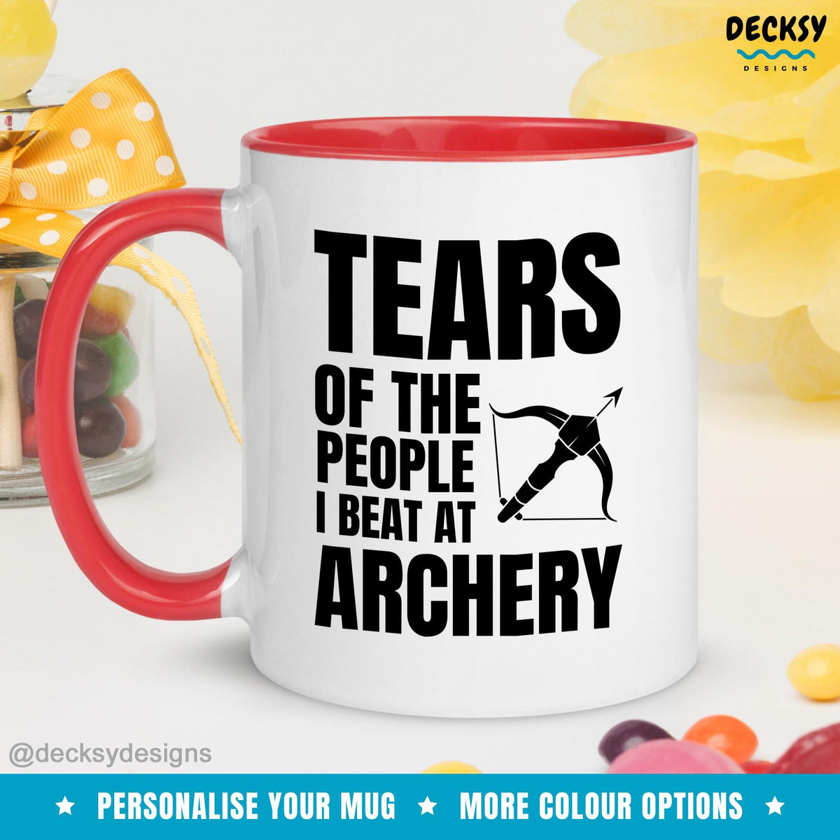 Archery Mug, Personalised Gift For Archer, Bow And Arrow Mug, Gift For Son, Archery Coach Gift, Sports Enthusiast Cup, Bow Hunting Mug Mugs by DecksyDesigns