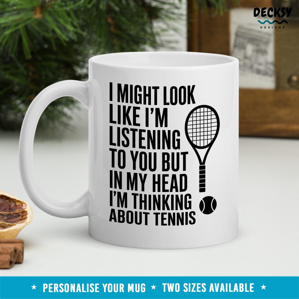 Tennis Player Mug, Personalised Tennis Gift Mugs by DecksyDesigns
