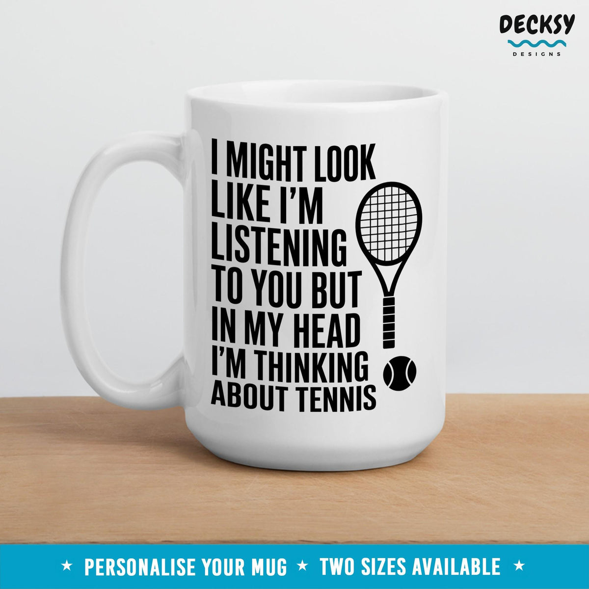 Tennis Player Mug, Personalised Tennis Gift Mugs by DecksyDesigns