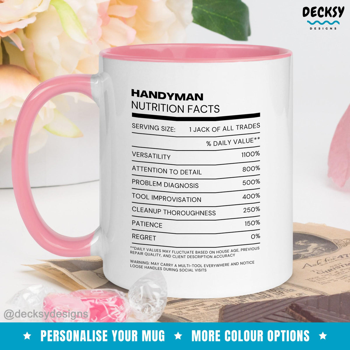 Handyman Gift Mug, Custom Tradie Coffee Cup Mugs by DecksyDesigns