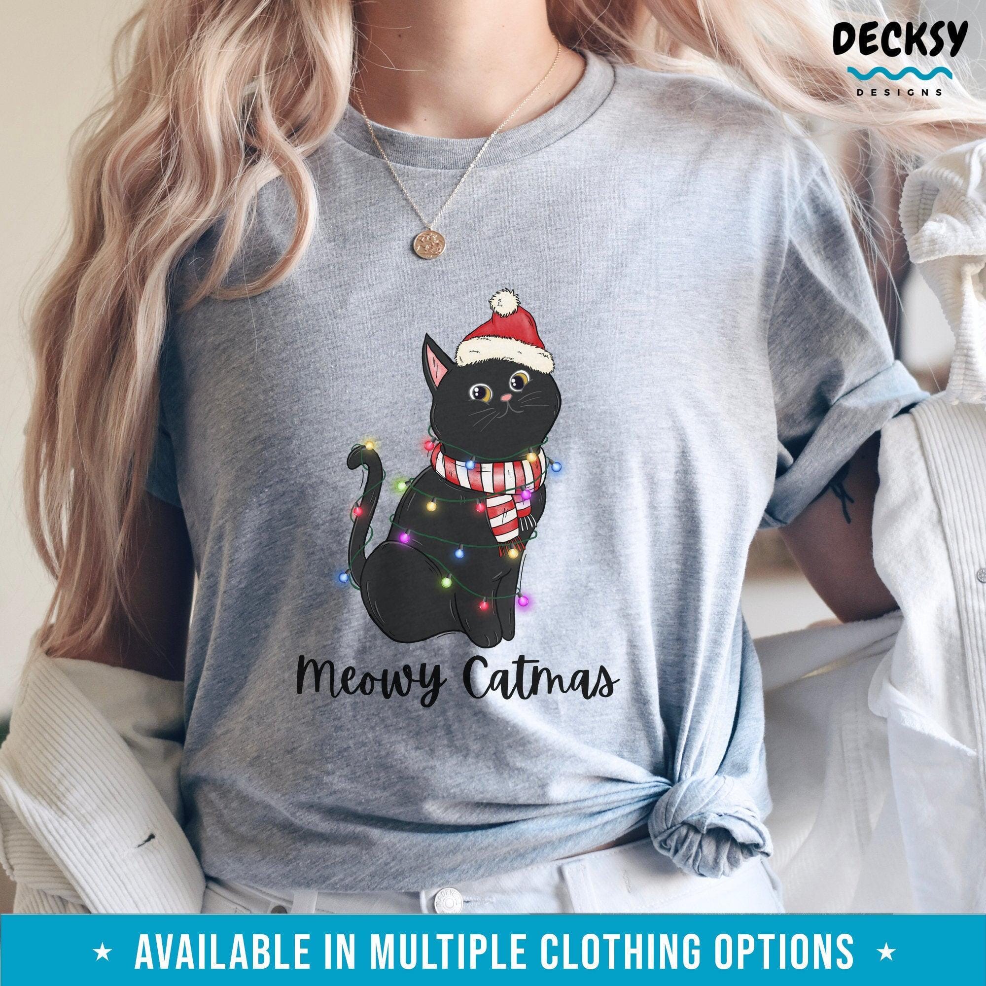 Meowy Catmas Shirt, Christmas Cat Gift-Clothing:Gender-Neutral Adult Clothing:Tops & Tees:T-shirts:Graphic Tees-DecksyDesigns