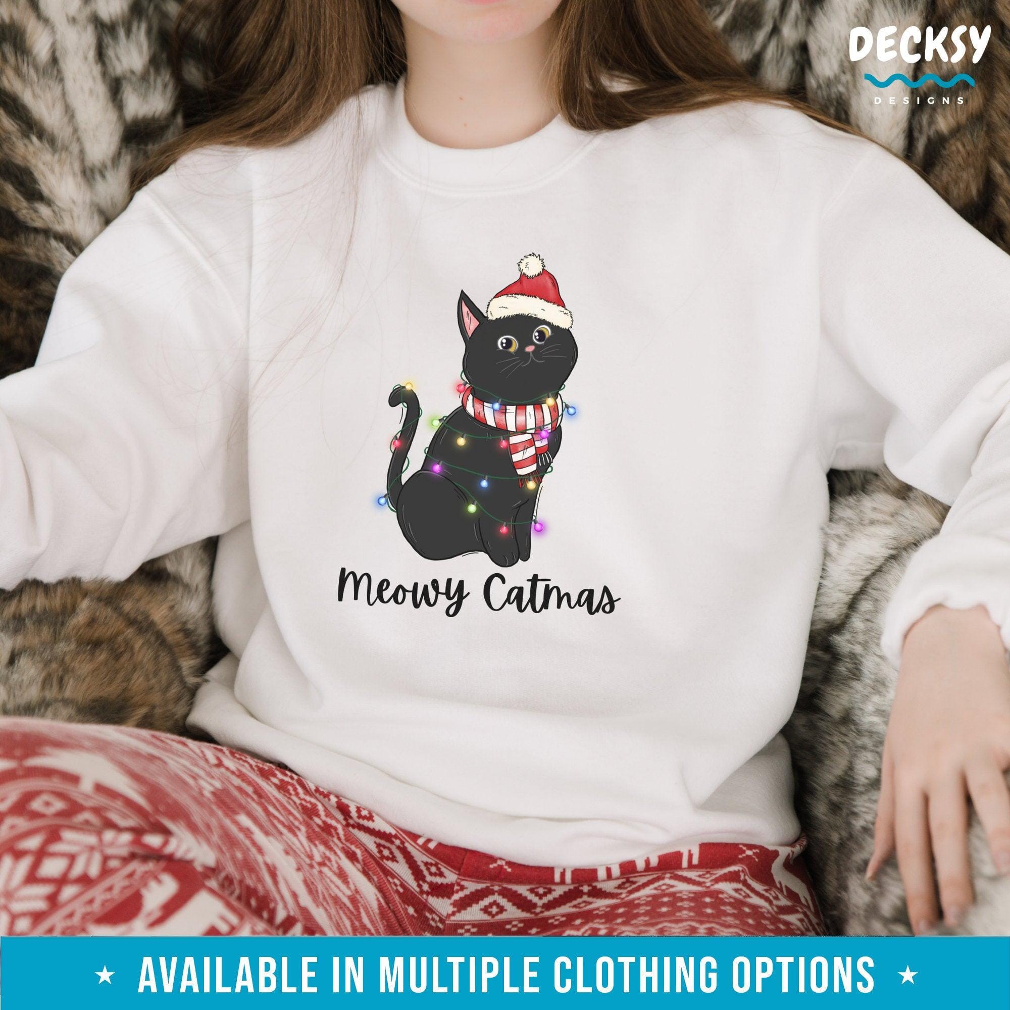 Meowy Catmas Shirt, Christmas Cat Gift-Clothing:Gender-Neutral Adult Clothing:Tops & Tees:T-shirts:Graphic Tees-DecksyDesigns