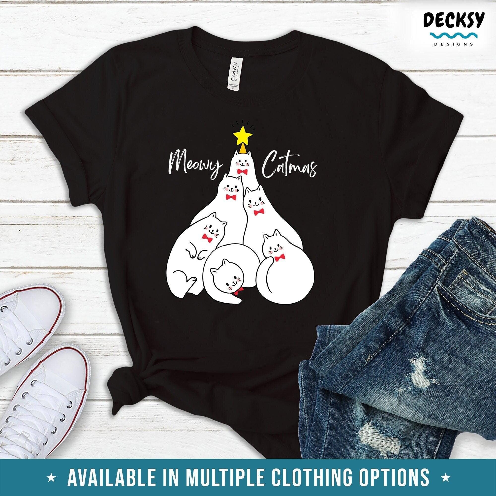 Merry Catmas Shirt, Funny Christmas Gift For Cat Lover-Clothing:Gender-Neutral Adult Clothing:Tops & Tees:T-shirts:Graphic Tees-DecksyDesigns