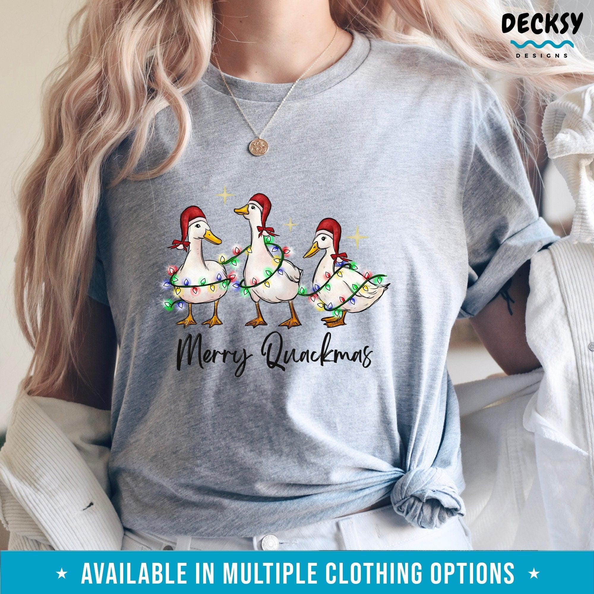 Merry Quackmas Ducks Christmas Shirt, Farm Animal Lover Gift-Clothing:Gender-Neutral Adult Clothing:Tops & Tees:T-shirts:Graphic Tees-DecksyDesigns