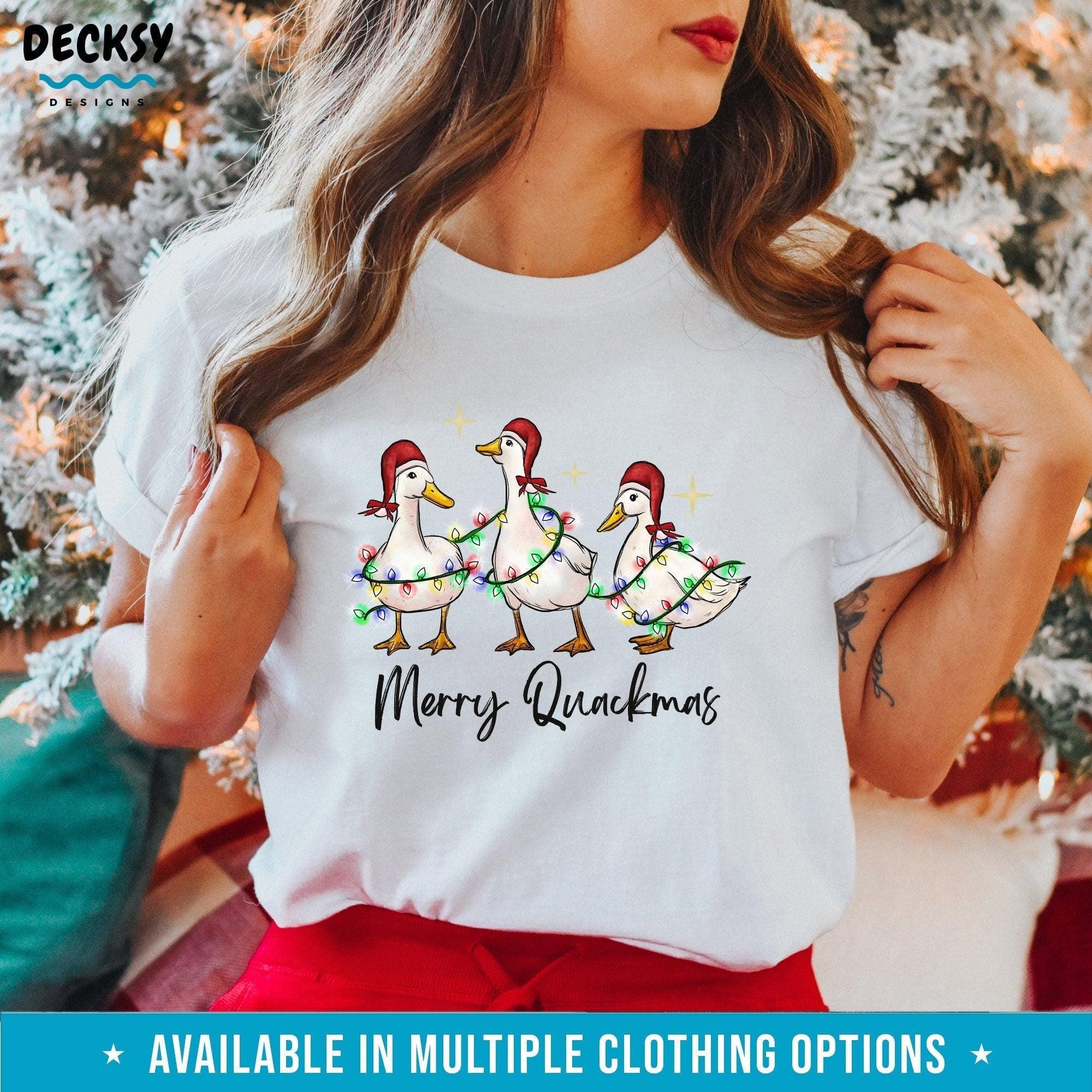 Merry Quackmas Ducks Christmas Shirt, Farm Animal Lover Gift-Clothing:Gender-Neutral Adult Clothing:Tops & Tees:T-shirts:Graphic Tees-DecksyDesigns