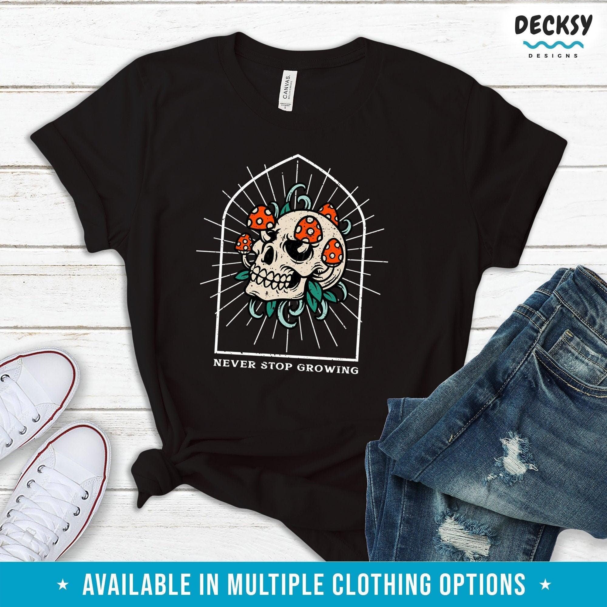 Mushroom Skull Shirt, Mycology Gift-Clothing:Gender-Neutral Adult Clothing:Tops & Tees:T-shirts:Graphic Tees-DecksyDesigns