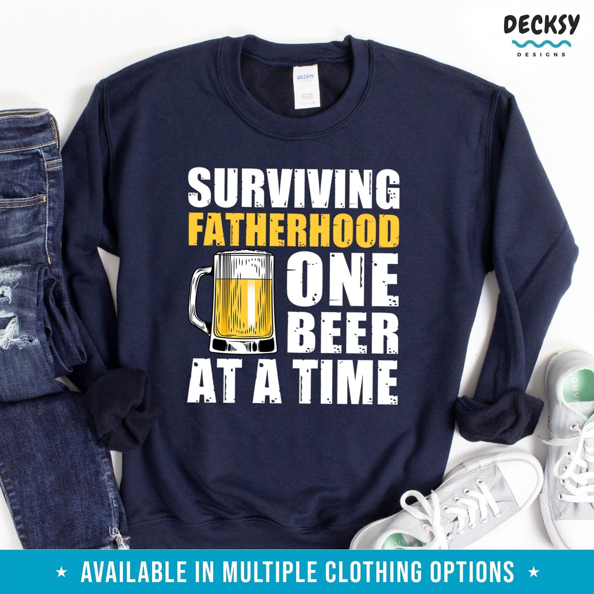 New Dad Tshirt, Funny Beer Dad Gift-Clothing:Gender-Neutral Adult Clothing:Tops & Tees:T-shirts:Graphic Tees-DecksyDesigns