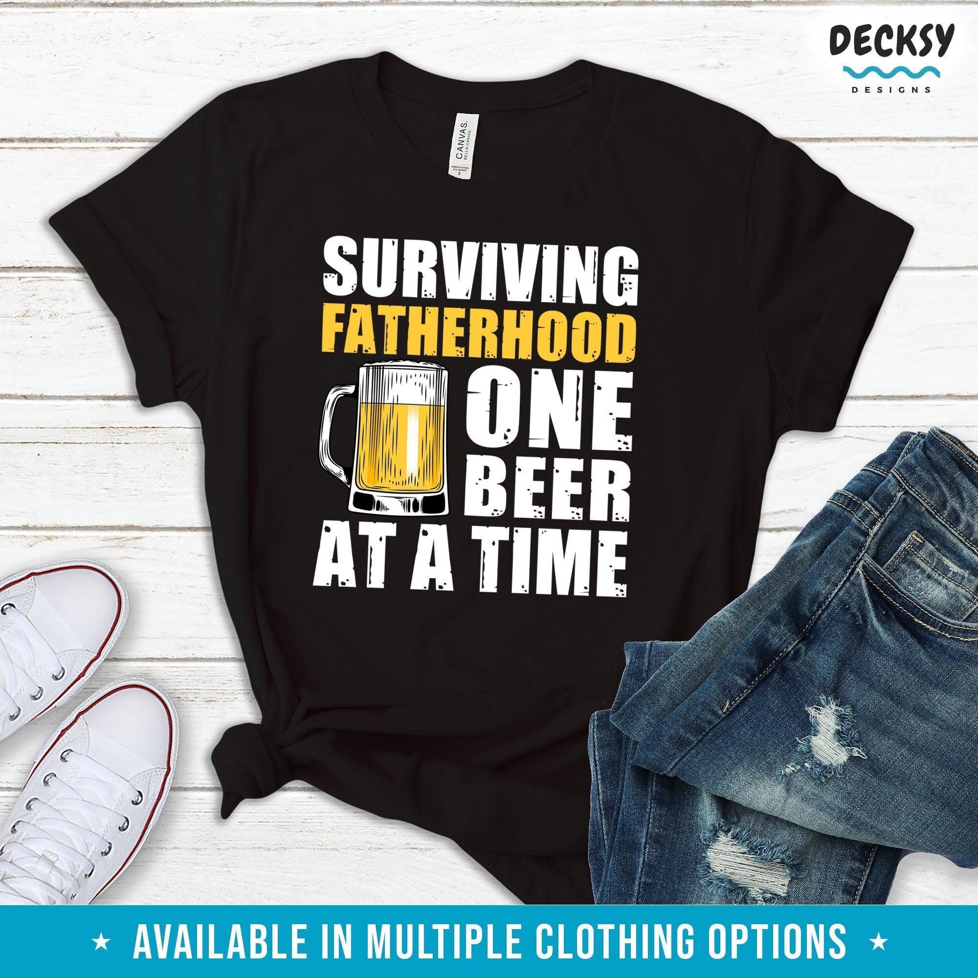New Dad Tshirt, Funny Beer Dad Gift-Clothing:Gender-Neutral Adult Clothing:Tops & Tees:T-shirts:Graphic Tees-DecksyDesigns