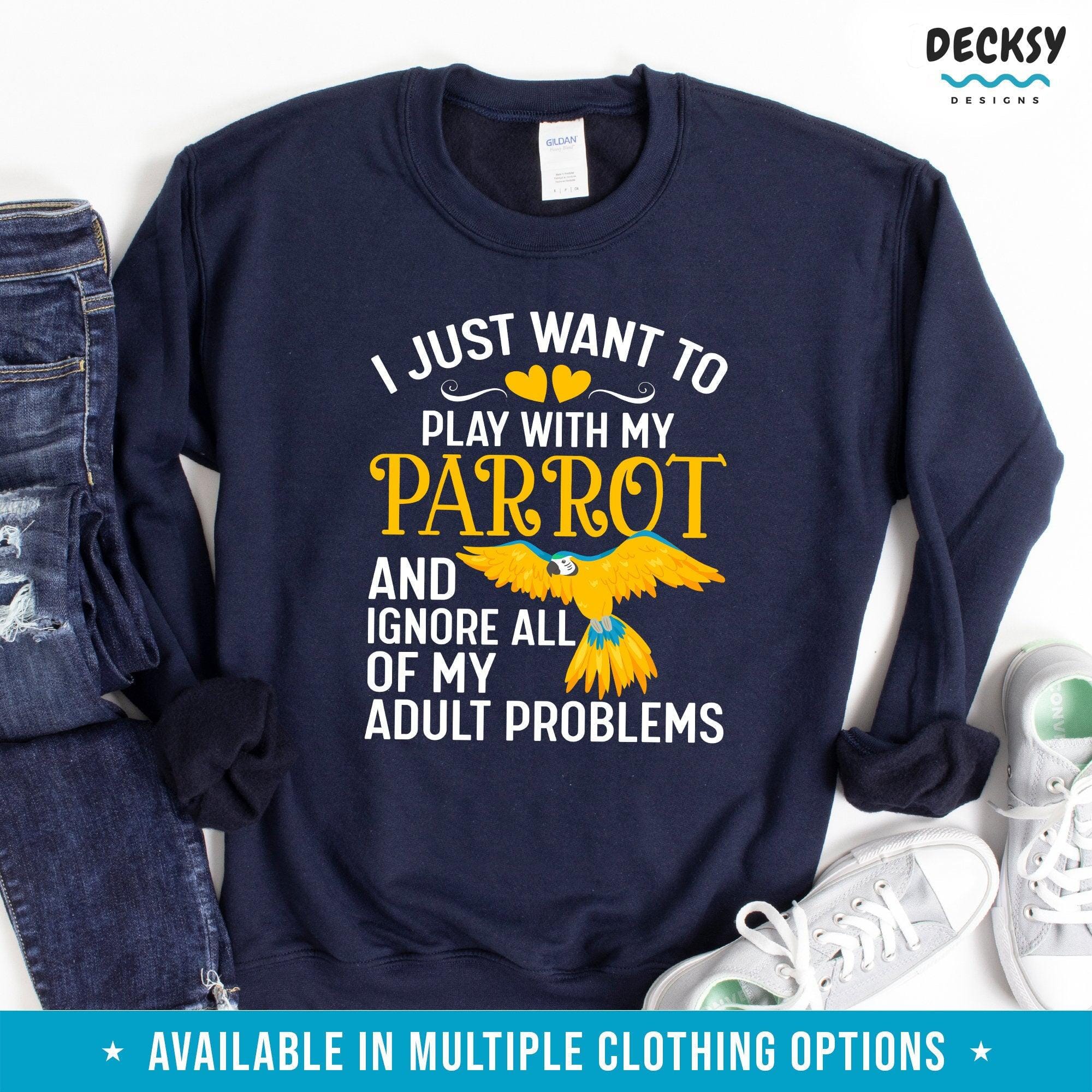 Parrot Lover Shirt, Bird Nerd Gift-Clothing:Gender-Neutral Adult Clothing:Tops & Tees:T-shirts:Graphic Tees-DecksyDesigns
