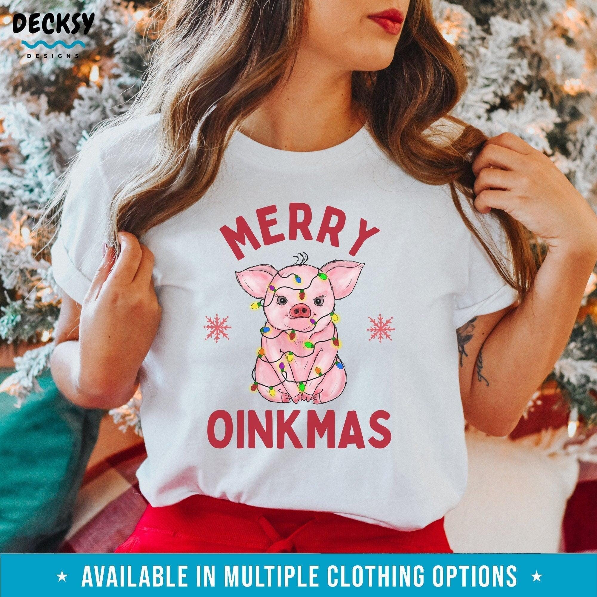 Pig Christmas Shirt, Holiday Gift-Clothing:Gender-Neutral Adult Clothing:Tops & Tees:T-shirts:Graphic Tees-DecksyDesigns