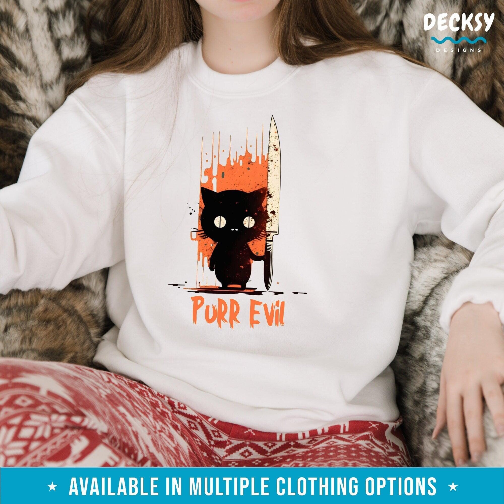 Purr Evil Shirt, Funny Cat Lover Gift-Clothing:Gender-Neutral Adult Clothing:Tops & Tees:T-shirts:Graphic Tees-DecksyDesigns