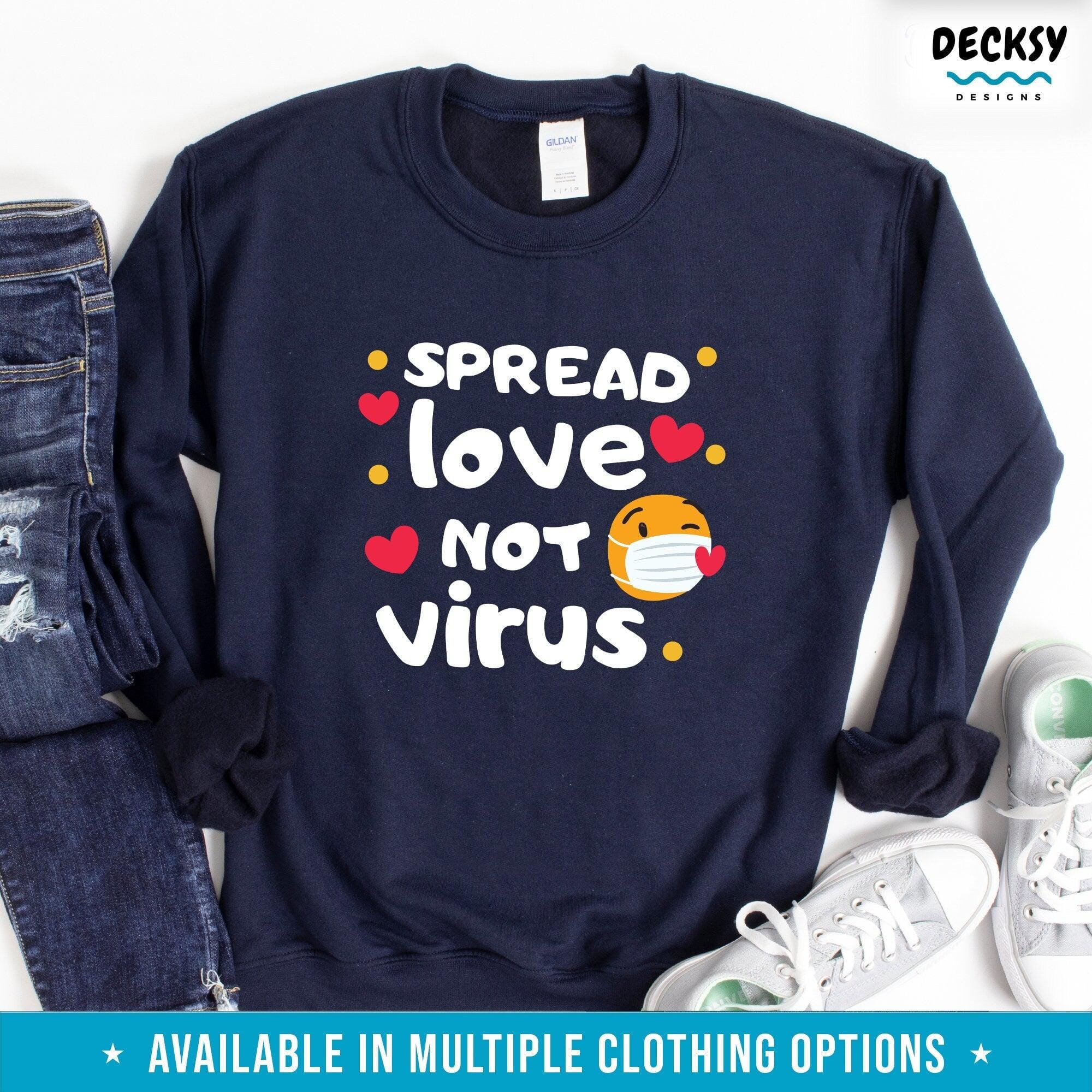 Spread Love Not Virus Shirt, Funny Valentine Gift-Clothing:Gender-Neutral Adult Clothing:Tops & Tees:T-shirts:Graphic Tees-DecksyDesigns