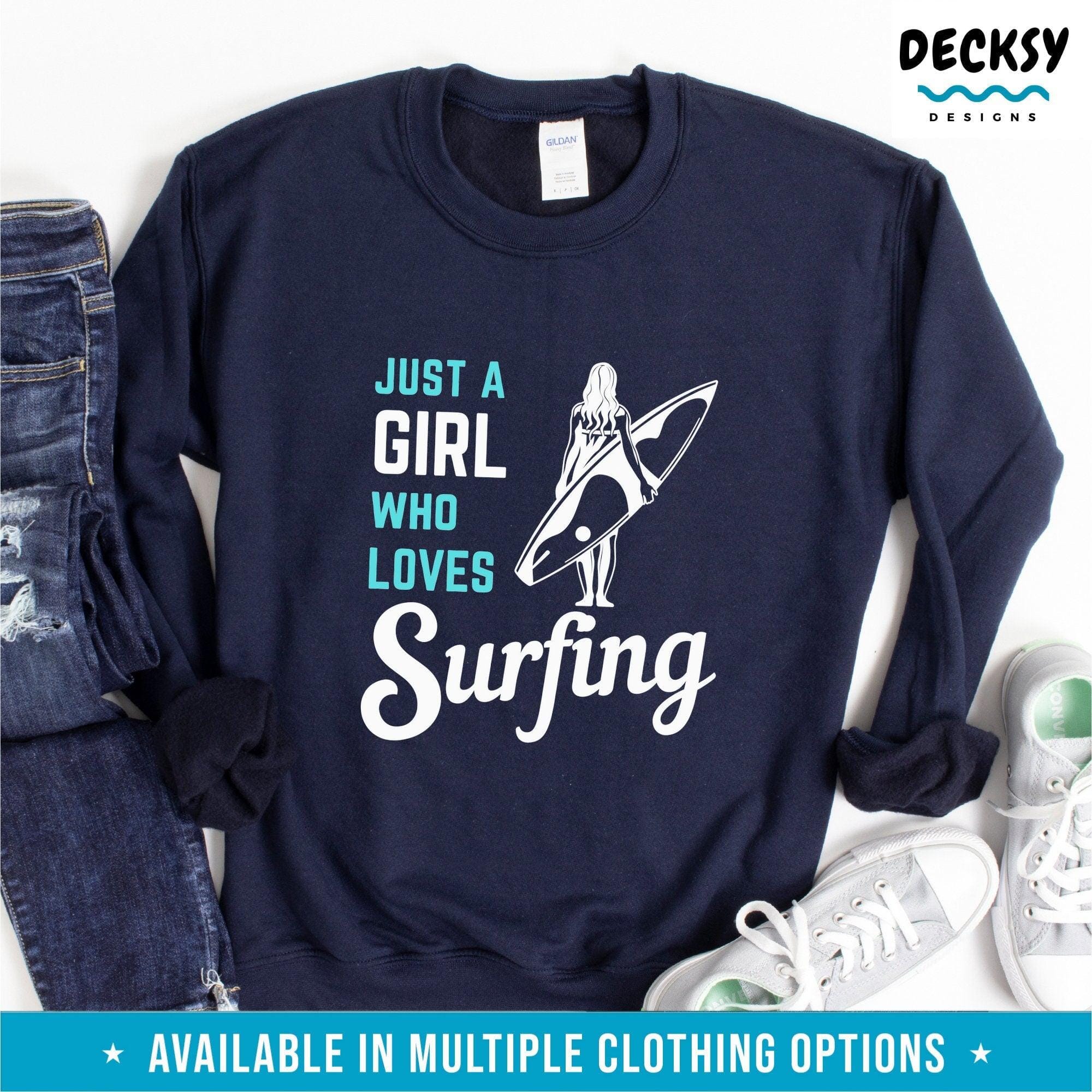 Surfer Girl Shirt, Beach Surf Gift For Her-Clothing:Gender-Neutral Adult Clothing:Tops & Tees:T-shirts:Graphic Tees-DecksyDesigns