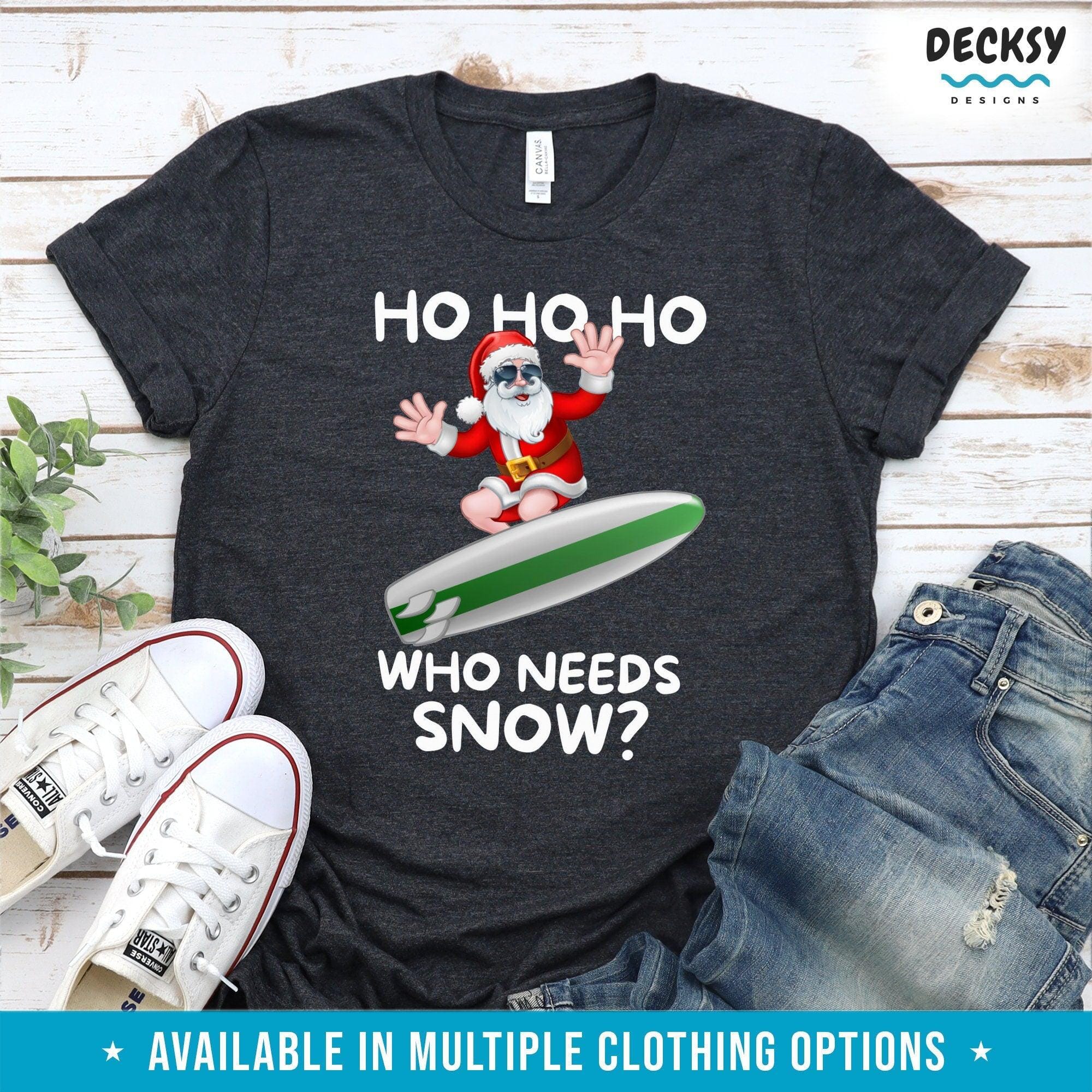 Surfing Santa Shirt, Australian Christmas Gift-Clothing:Gender-Neutral Adult Clothing:Tops & Tees:T-shirts:Graphic Tees-DecksyDesigns