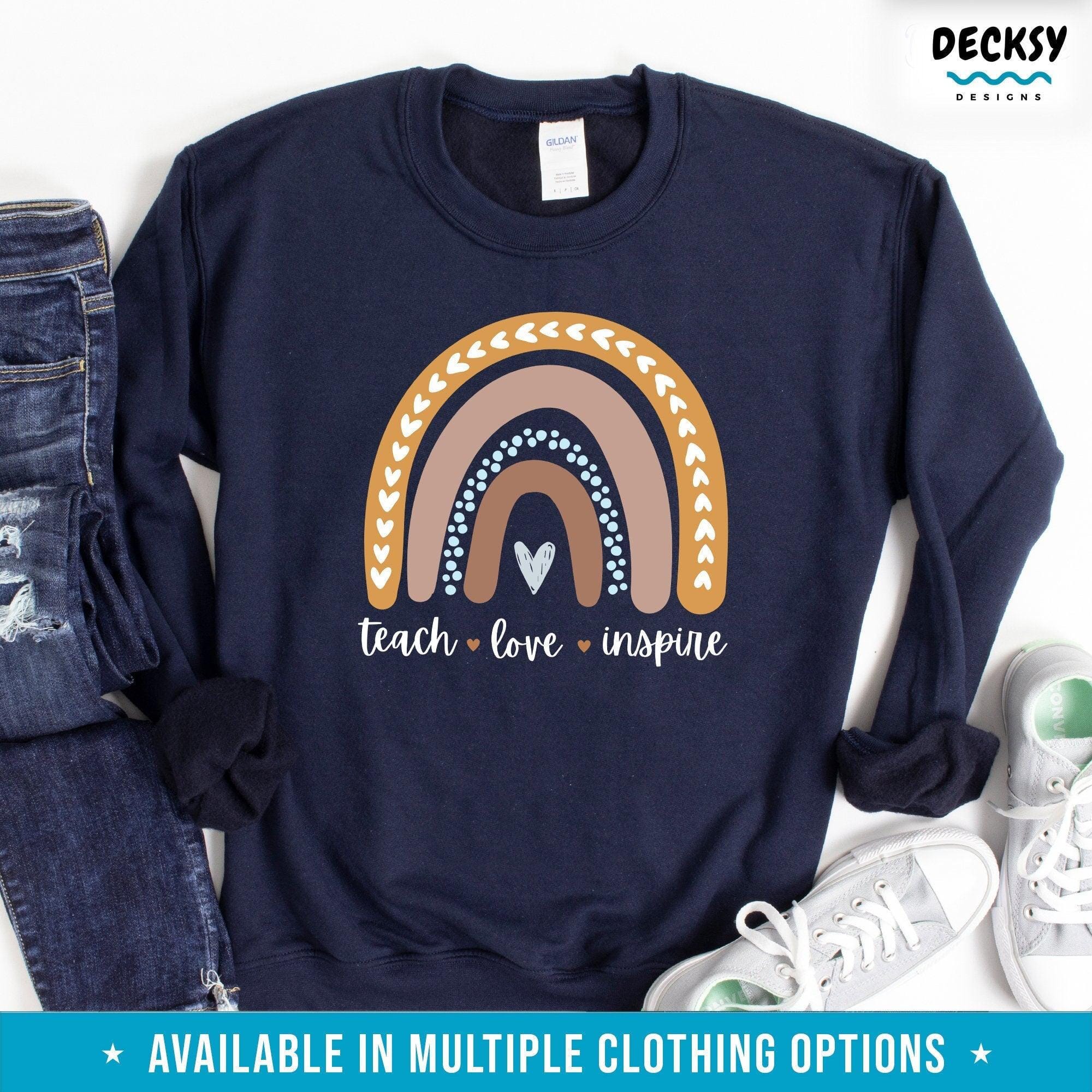 Teach Love Inspire Shirt, Gift for Teacher-Clothing:Gender-Neutral Adult Clothing:Tops & Tees:T-shirts:Graphic Tees-DecksyDesigns