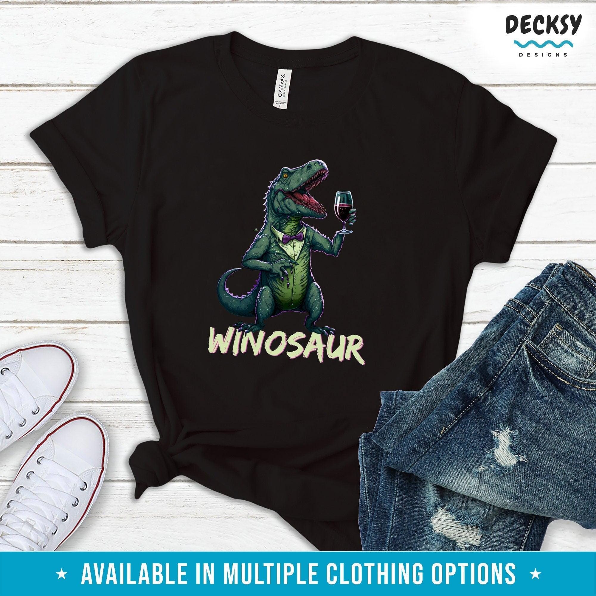 Winosaur Tshirt, Gift for Wine Lover-Clothing:Gender-Neutral Adult Clothing:Tops & Tees:T-shirts:Graphic Tees-DecksyDesigns