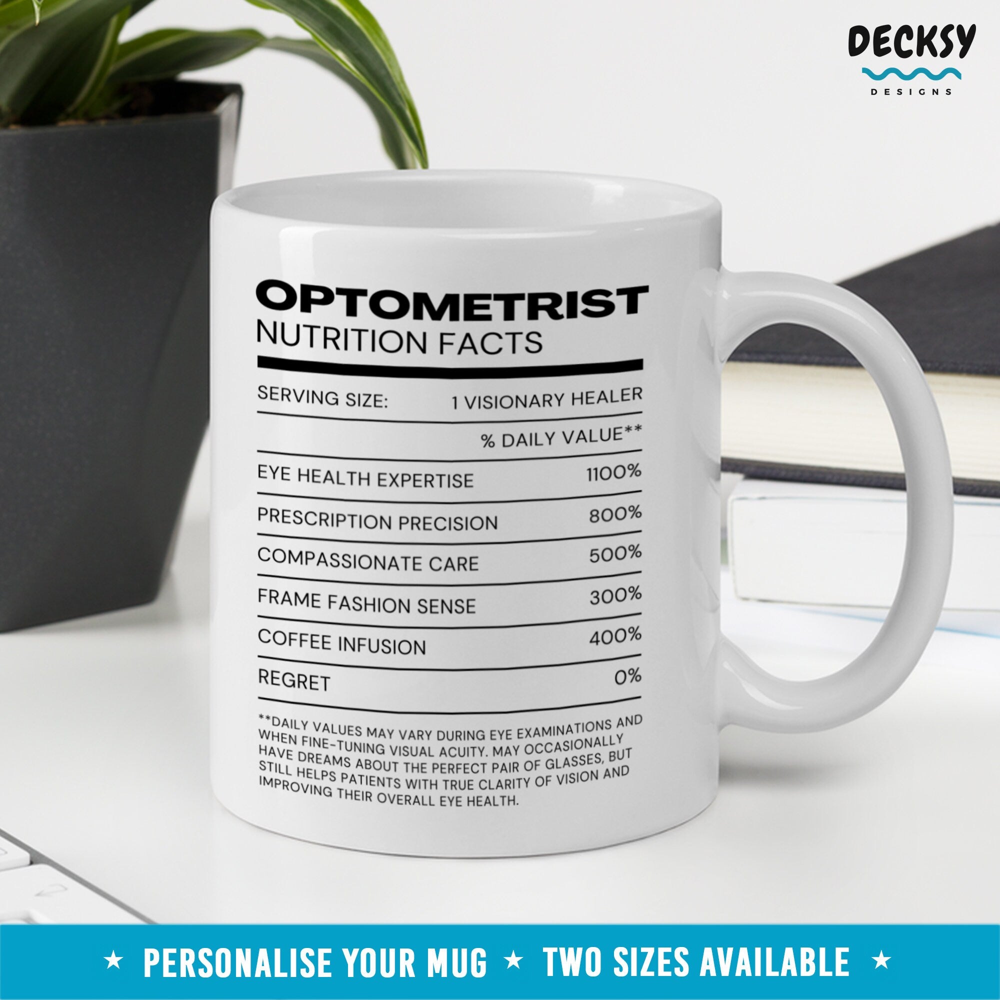 Optometrist Nutrition Facts Mug, Optometry Student Gift, Custom Gift For Eye Doctor, Ophthalmology Gift For Optician, Ophthalmic Tech Gift Mugs by DecksyDesigns