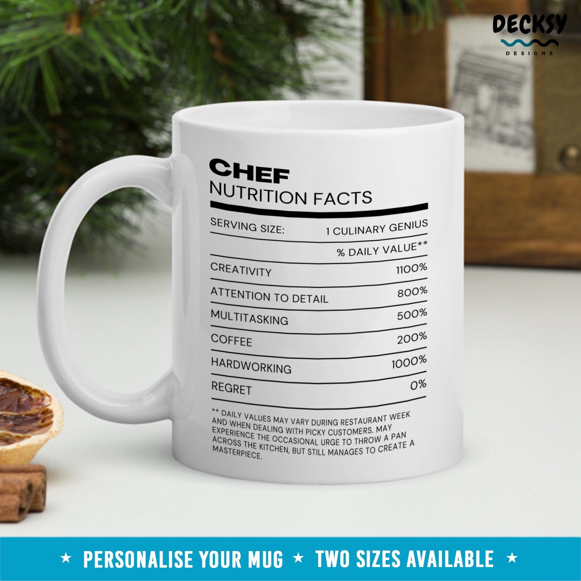 Custom Chef Nutrition Facts Mug, Cook Gift, Funny Chef Mug, Sous Chef Gift, Gift For Boss Funny, Chef Birthday Gift, Pastry Chef Gifts Mugs by DecksyDesigns