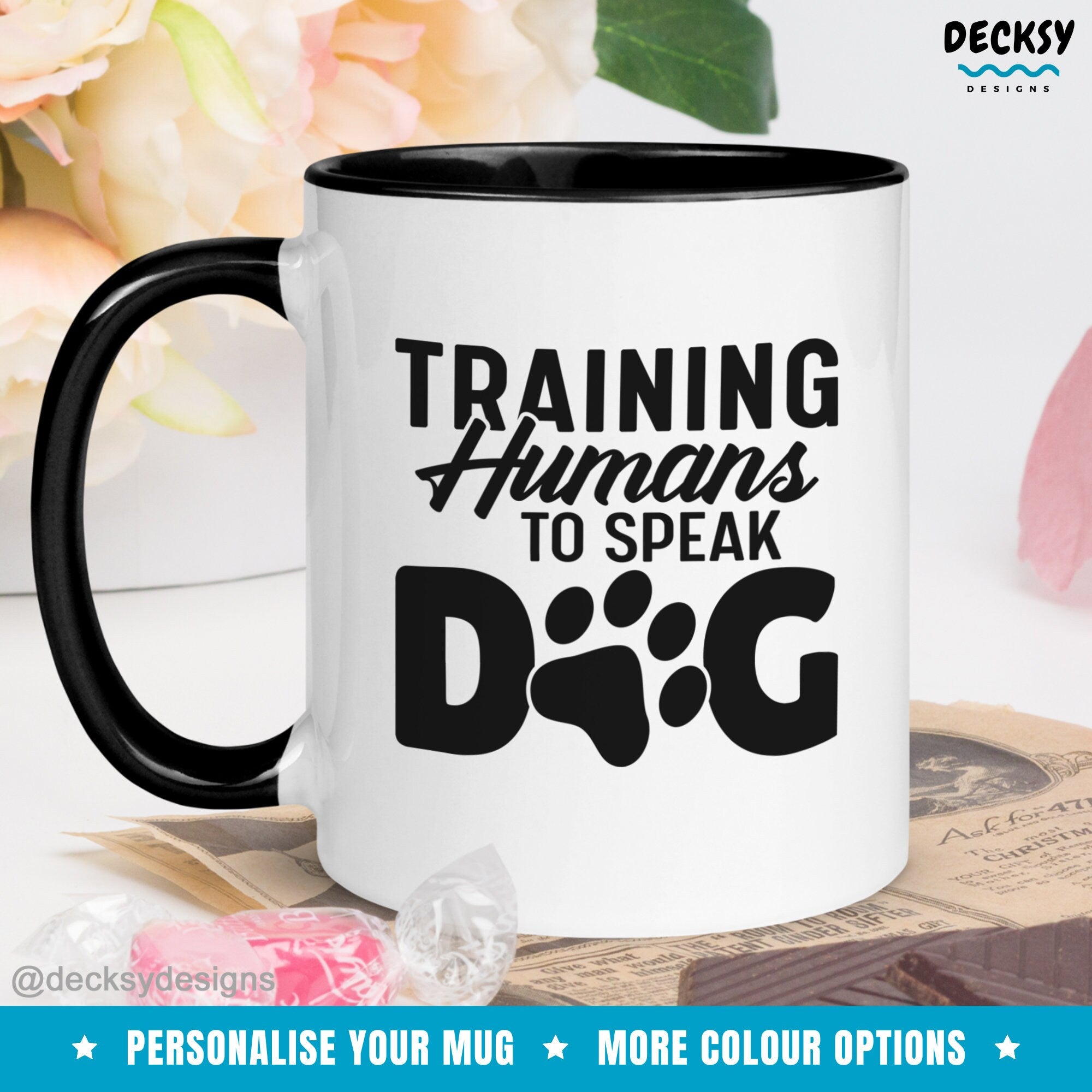 Dog Training Mug, Custom Gift For Dog Trainer, Personalised Dog Coach Mug, Dog Obedience, Thank You Gift for Dog Sitter, Dog Behaviour Mug Mugs by DecksyDesigns