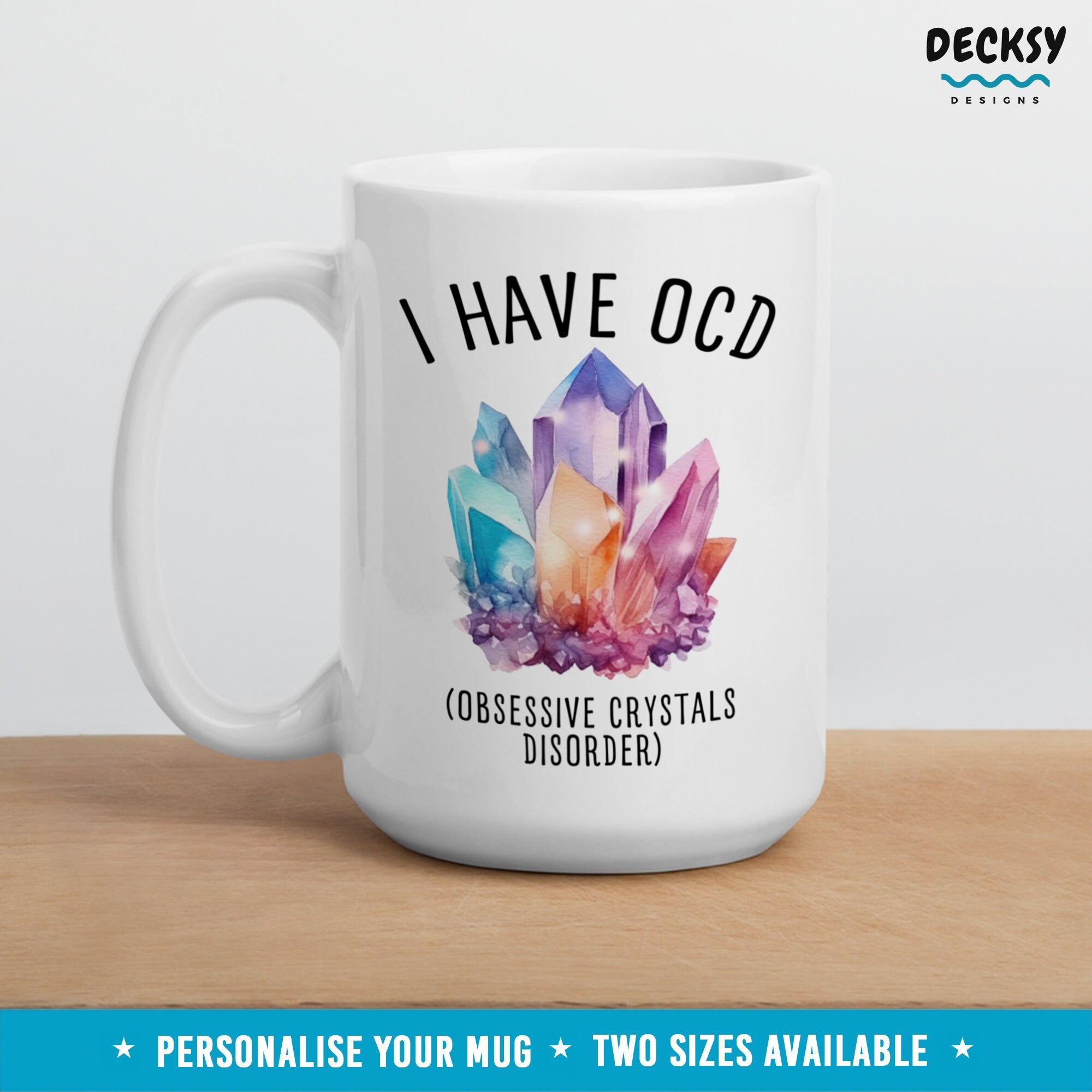 Crystal Coffee Mug, Personalised Spiritual Crystal Lover Gift, Gemstone Lover Gift For Mom From Daughter In Law, Small Business Mama Cup Mugs by DecksyDesigns