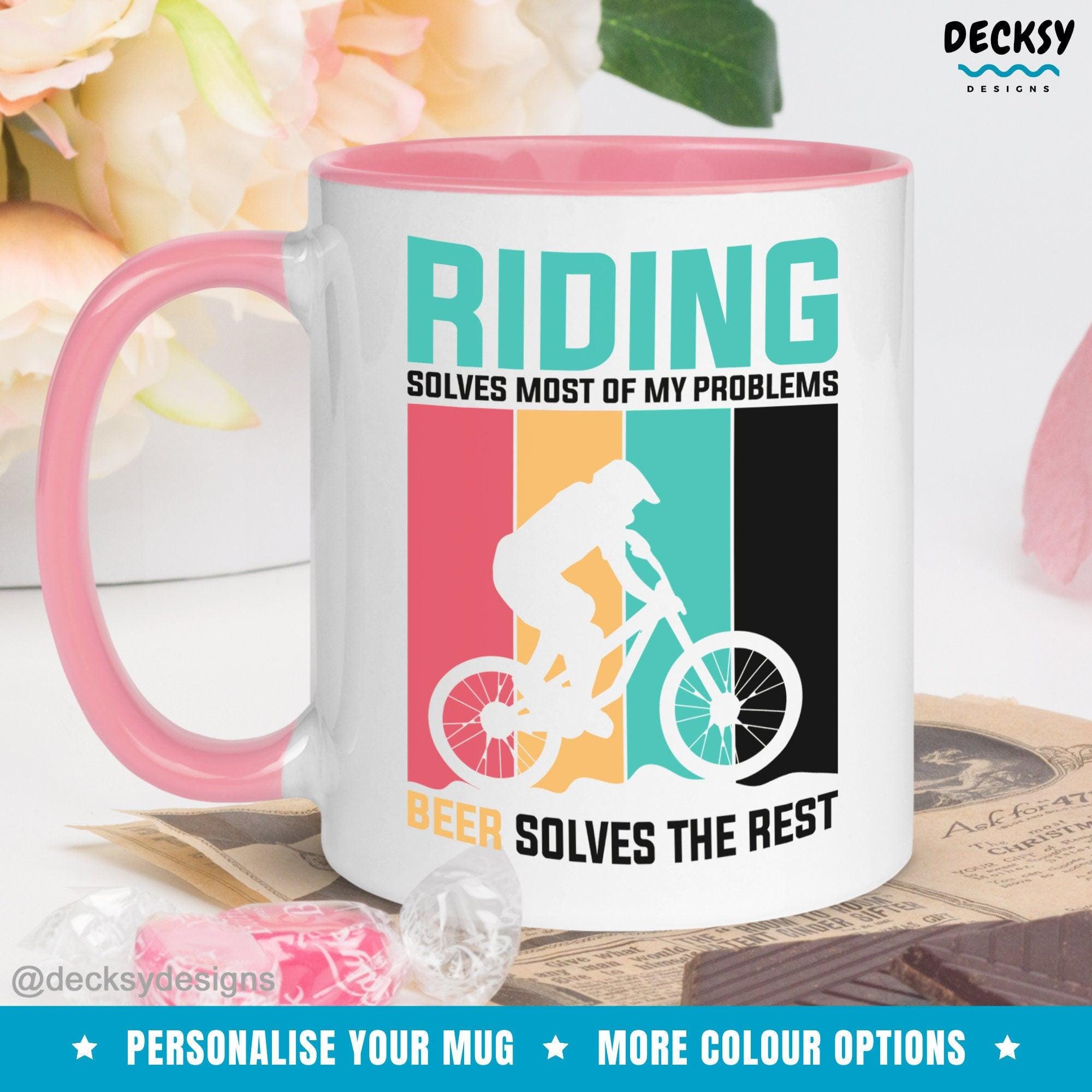 Bicycle Coffee Mug, Funny Riding Gifts-Home & Living:Kitchen & Dining:Drink & Barware:Drinkware:Mugs-DecksyDesigns-White Mug 11 oz-NO PERSONALISATION-DecksyDesigns