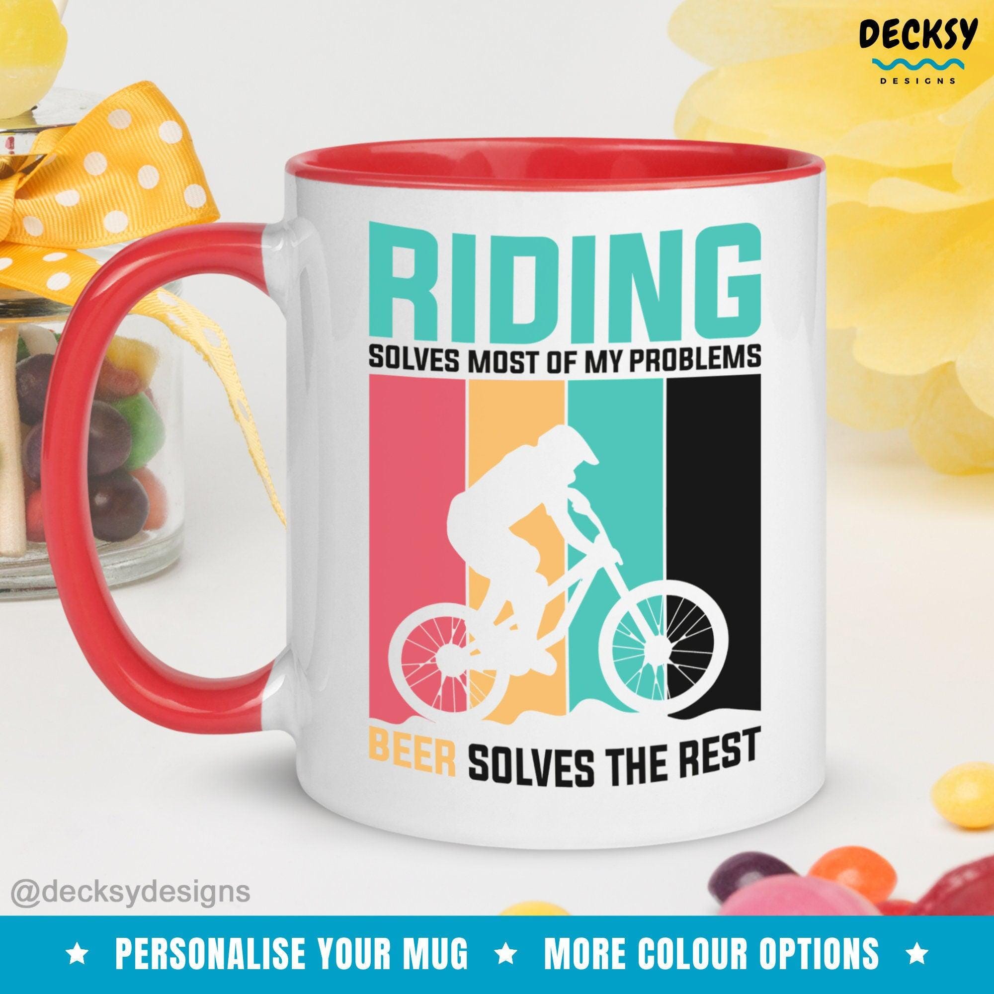 Bicycle Coffee Mug, Funny Riding Gifts-Home & Living:Kitchen & Dining:Drink & Barware:Drinkware:Mugs-DecksyDesigns-White Mug 11 oz-NO PERSONALISATION-DecksyDesigns