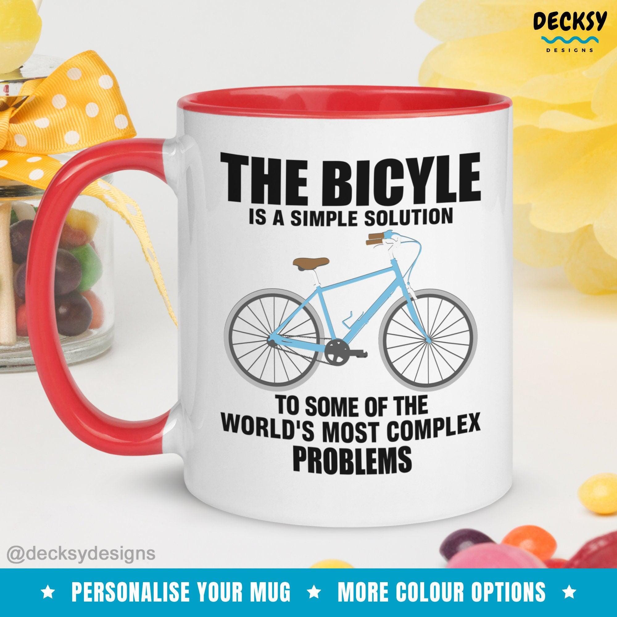 Bicycle Mug, Custom Cycling Gift-Home & Living:Kitchen & Dining:Drink & Barware:Drinkware:Mugs-DecksyDesigns-White Mug 11 oz-NO PERSONALISATION-DecksyDesigns