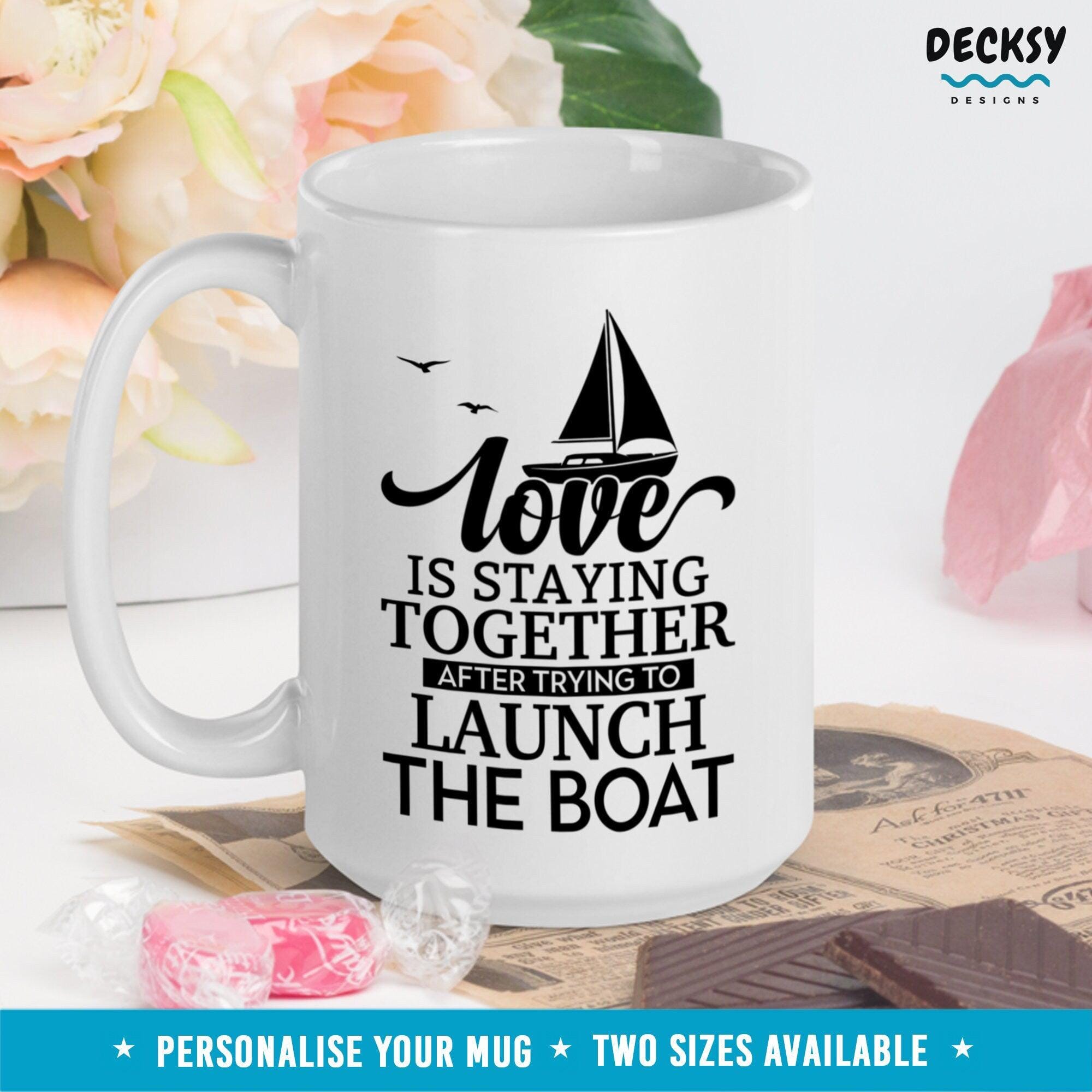 Boat Lovers Mug, Custom Sailing Gift-Home & Living:Kitchen & Dining:Drink & Barware:Drinkware:Mugs-DecksyDesigns-11 Oz-NO PERSONALISATION-DecksyDesigns