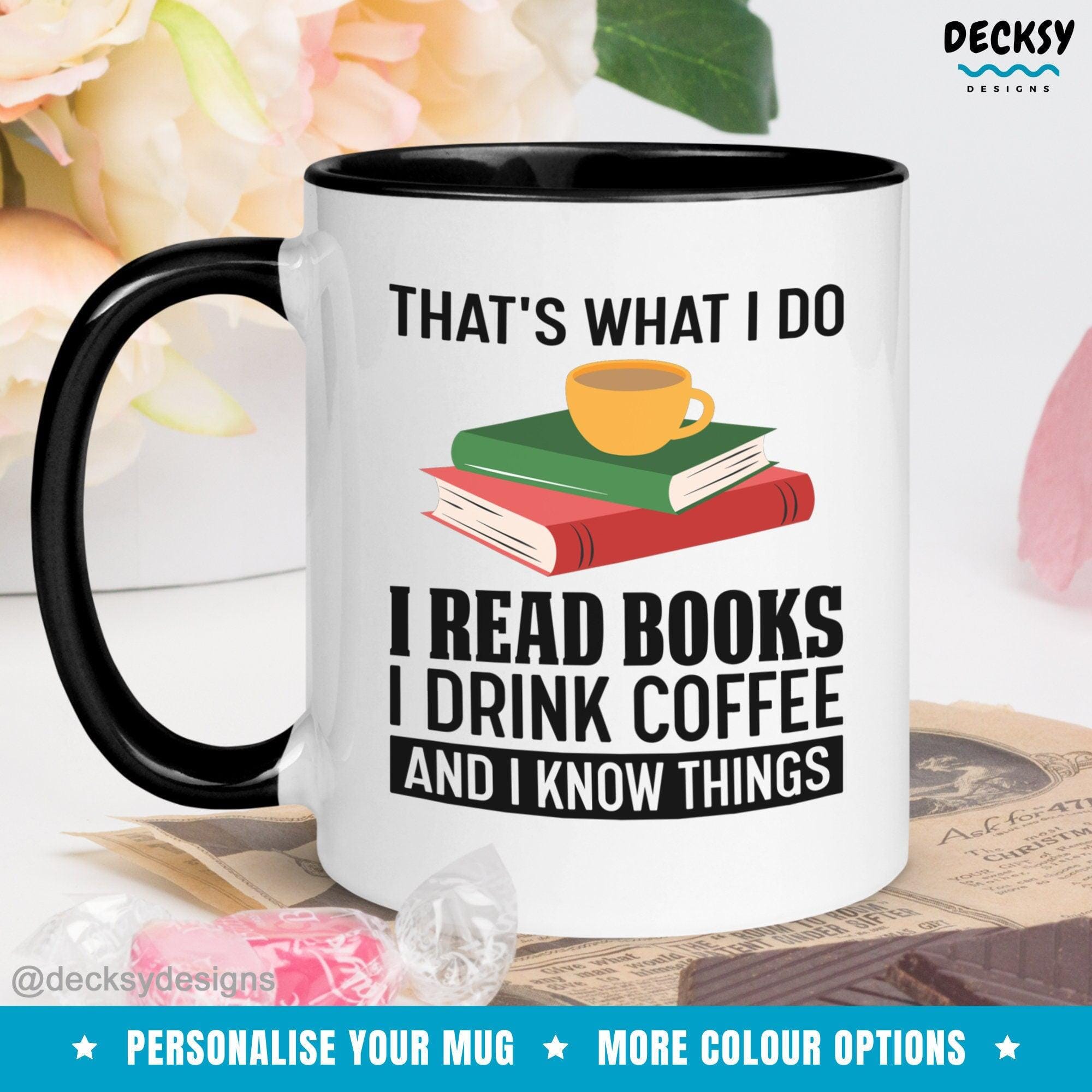 Book Lover Mug, Custom Reading Gift-Home & Living:Kitchen & Dining:Drink & Barware:Drinkware:Mugs-DecksyDesigns-White Mug 11 oz-NO PERSONALISATION-DecksyDesigns