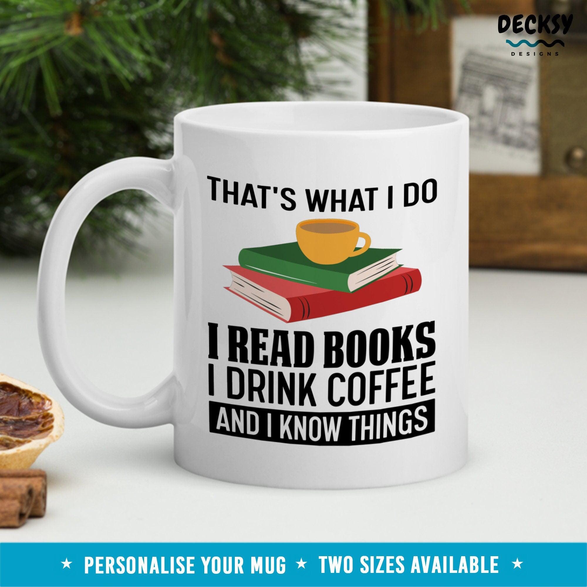 Book Lover Mug, Custom Reading Gift-Home & Living:Kitchen & Dining:Drink & Barware:Drinkware:Mugs-DecksyDesigns-White Mug 11 oz-NO PERSONALISATION-DecksyDesigns