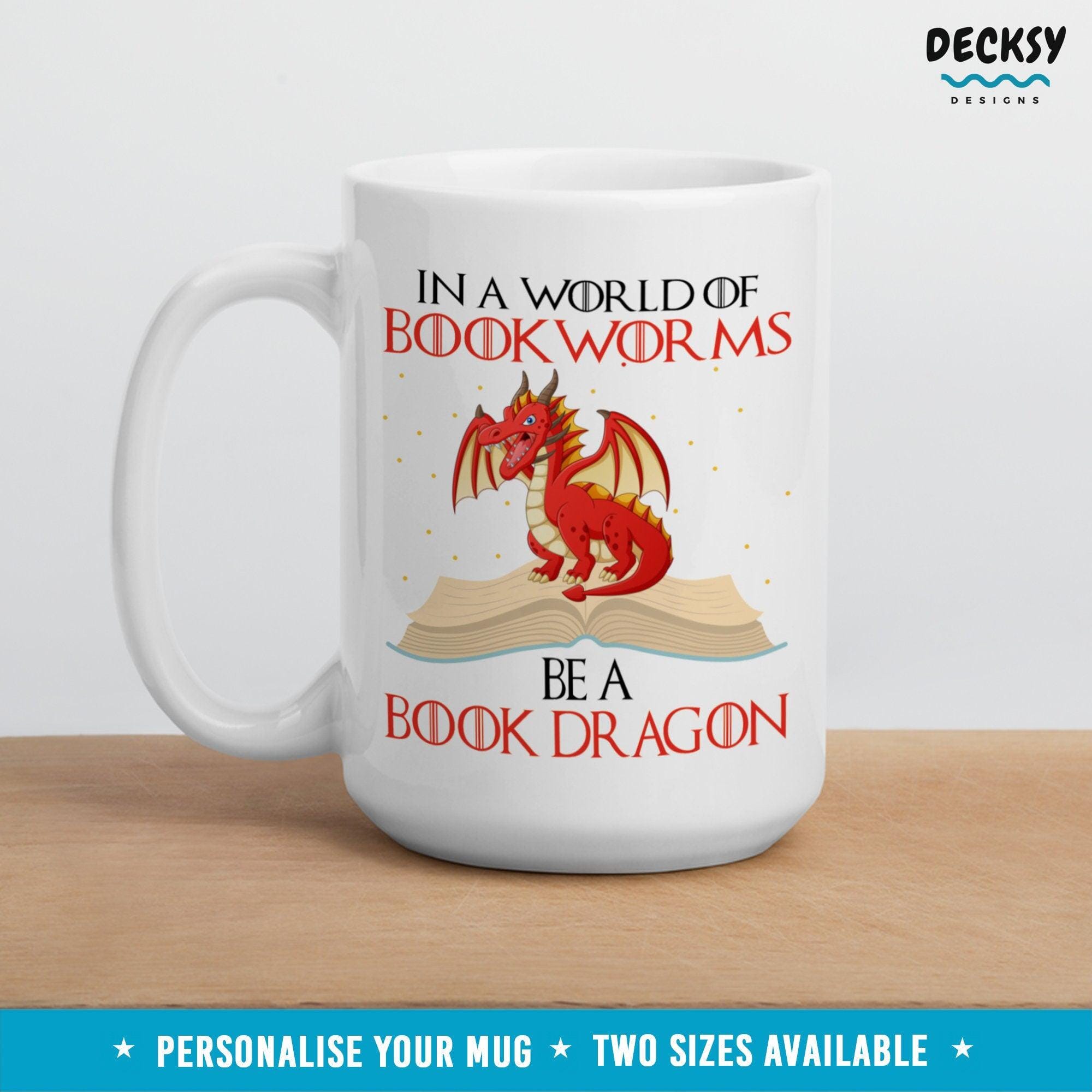 Book Lover Mug, Gift For Bookworm-Home & Living:Kitchen & Dining:Drink & Barware:Drinkware:Mugs-DecksyDesigns-White Mug 11 oz-NO PERSONALISATION-DecksyDesigns