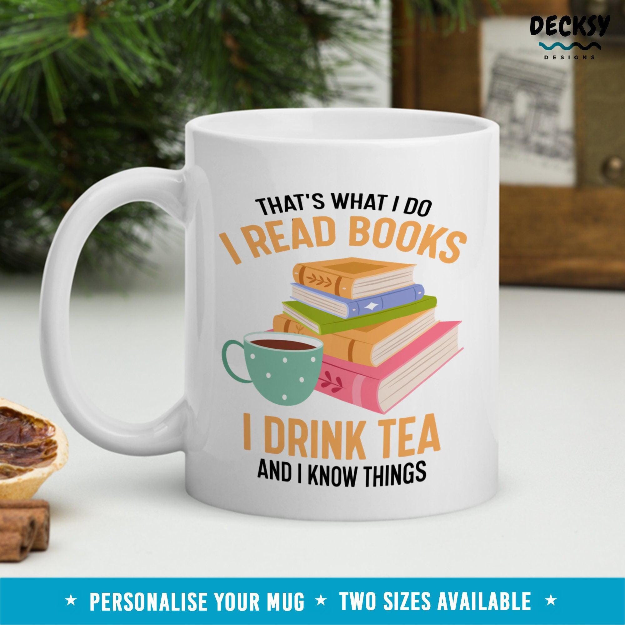 Book Lover Mug, Personalised Reading Gift-Home & Living:Kitchen & Dining:Drink & Barware:Drinkware:Mugs-DecksyDesigns-White Mug 11 oz-NO PERSONALISATION-DecksyDesigns