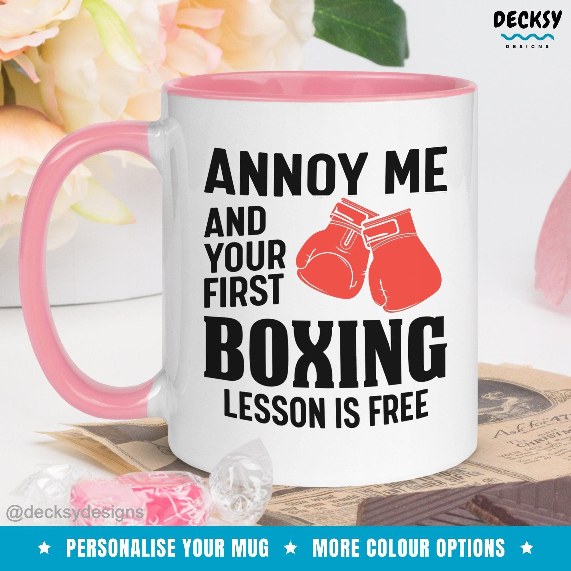 Boxing Coffee Mug, Boxing Coach Gift-Home & Living:Kitchen & Dining:Drink & Barware:Drinkware:Mugs-DecksyDesigns-White Mug 11 oz-NO PERSONALISATION-DecksyDesigns