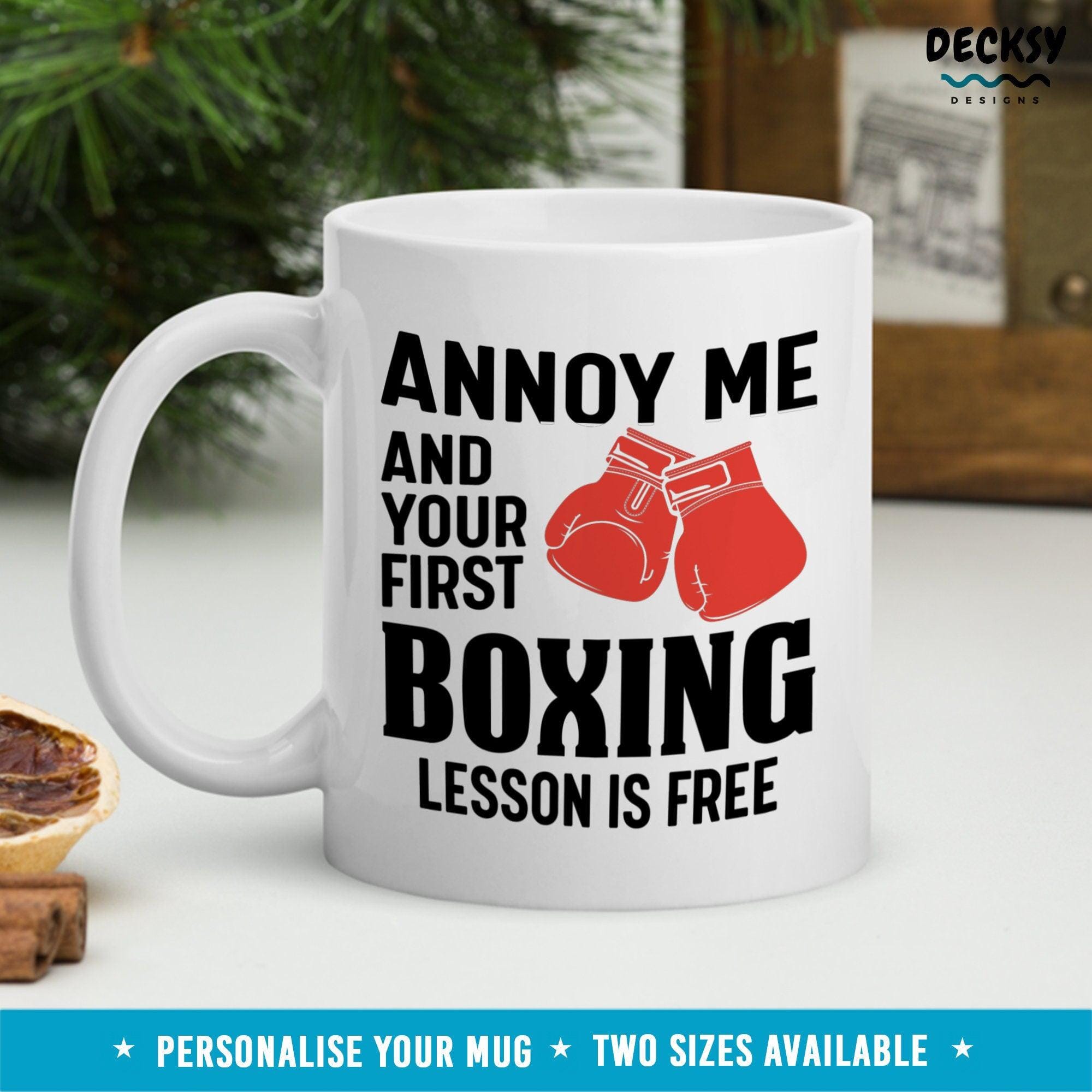 Boxing Coffee Mug, Boxing Coach Gift-Home & Living:Kitchen & Dining:Drink & Barware:Drinkware:Mugs-DecksyDesigns-White Mug 11 oz-NO PERSONALISATION-DecksyDesigns