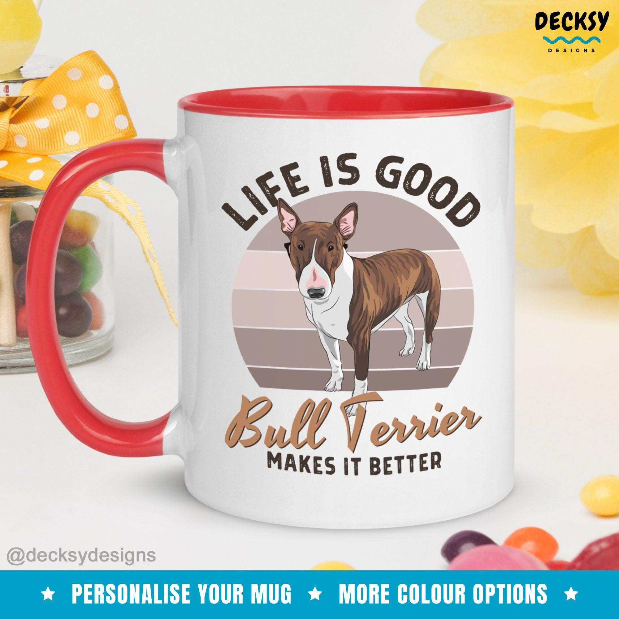 Bull Terrier Mug, Custom Dog Lover Gift-Home & Living:Kitchen & Dining:Drink & Barware:Drinkware:Mugs-DecksyDesigns-White Mug 11 oz-NO PERSONALISATION-DecksyDesigns