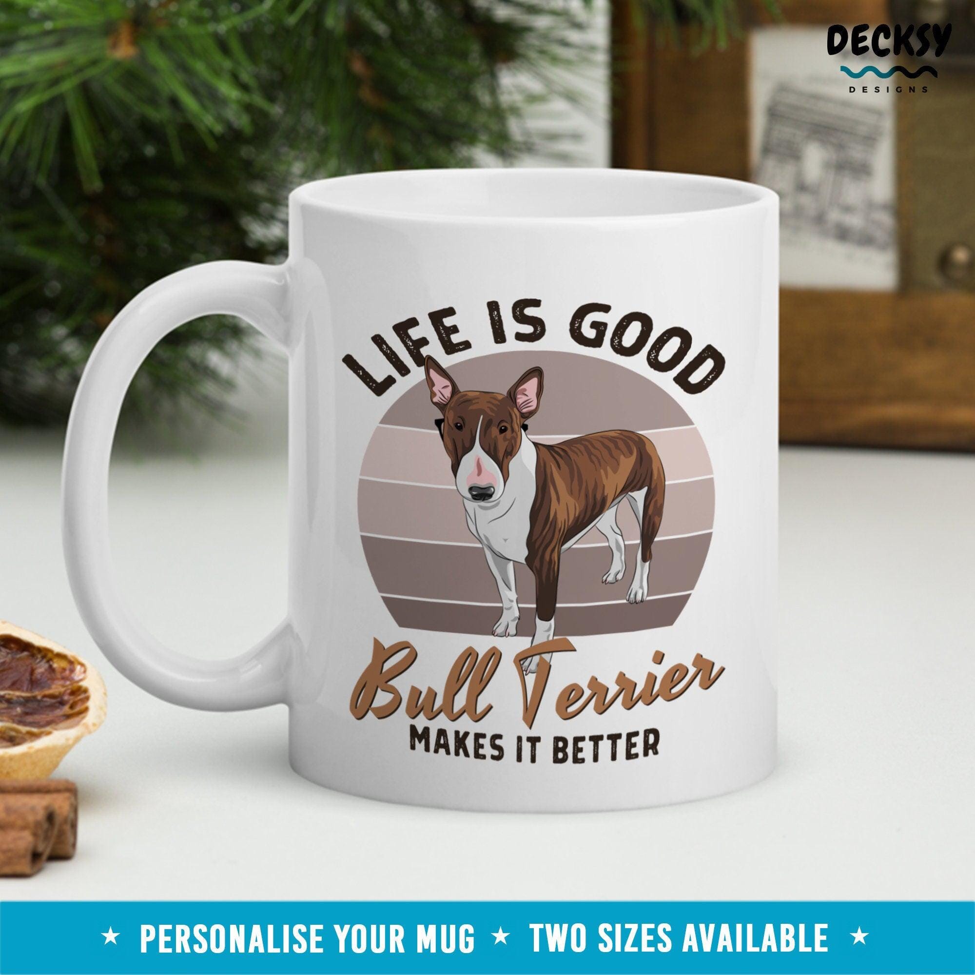 Bull Terrier Mug, Custom Dog Lover Gift-Home & Living:Kitchen & Dining:Drink & Barware:Drinkware:Mugs-DecksyDesigns-White Mug 11 oz-NO PERSONALISATION-DecksyDesigns