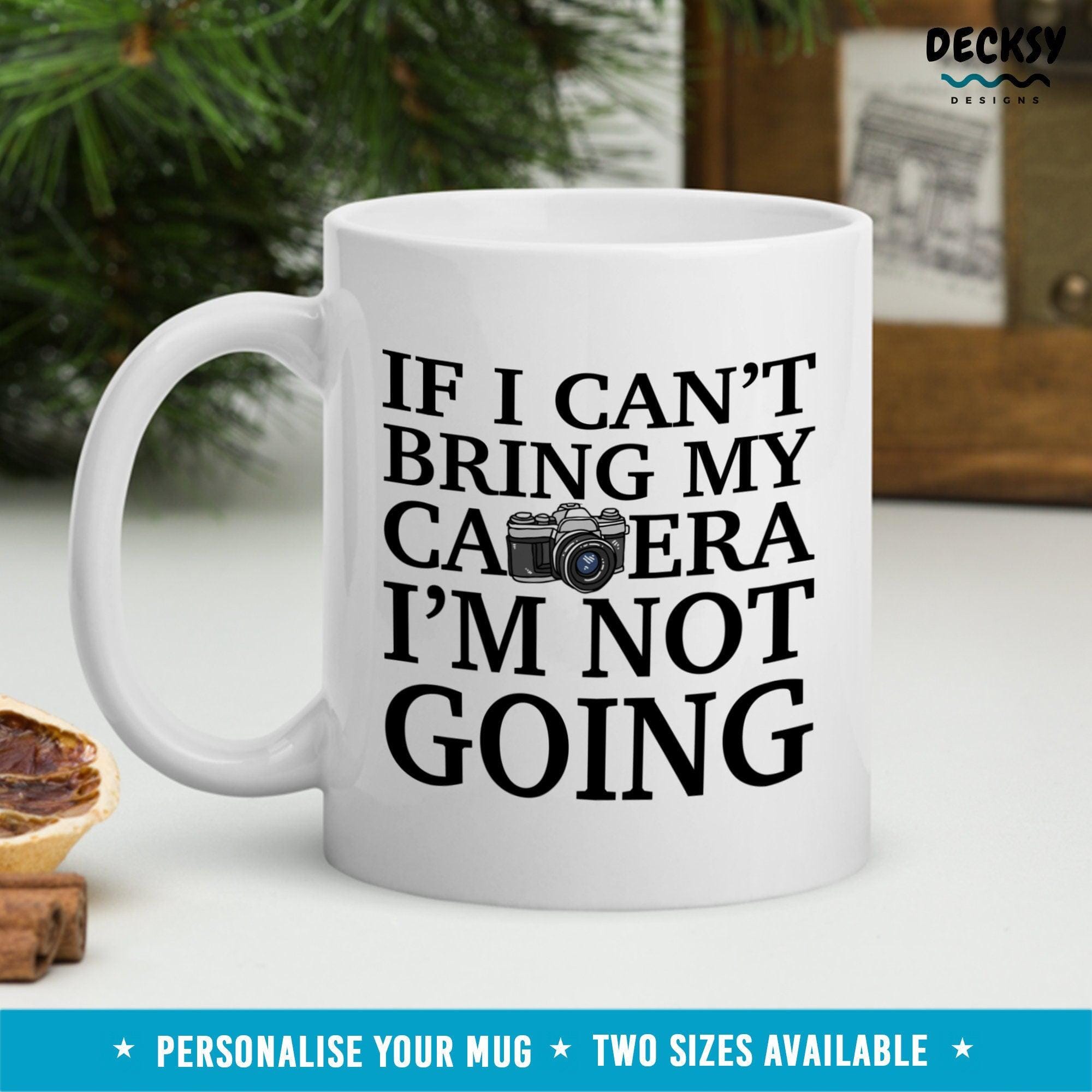 Camera Coffee Mug, Custom Photographer Gift-Home & Living:Kitchen & Dining:Drink & Barware:Drinkware:Mugs-DecksyDesigns-White Mug 11 oz-NO PERSONALISATION-DecksyDesigns