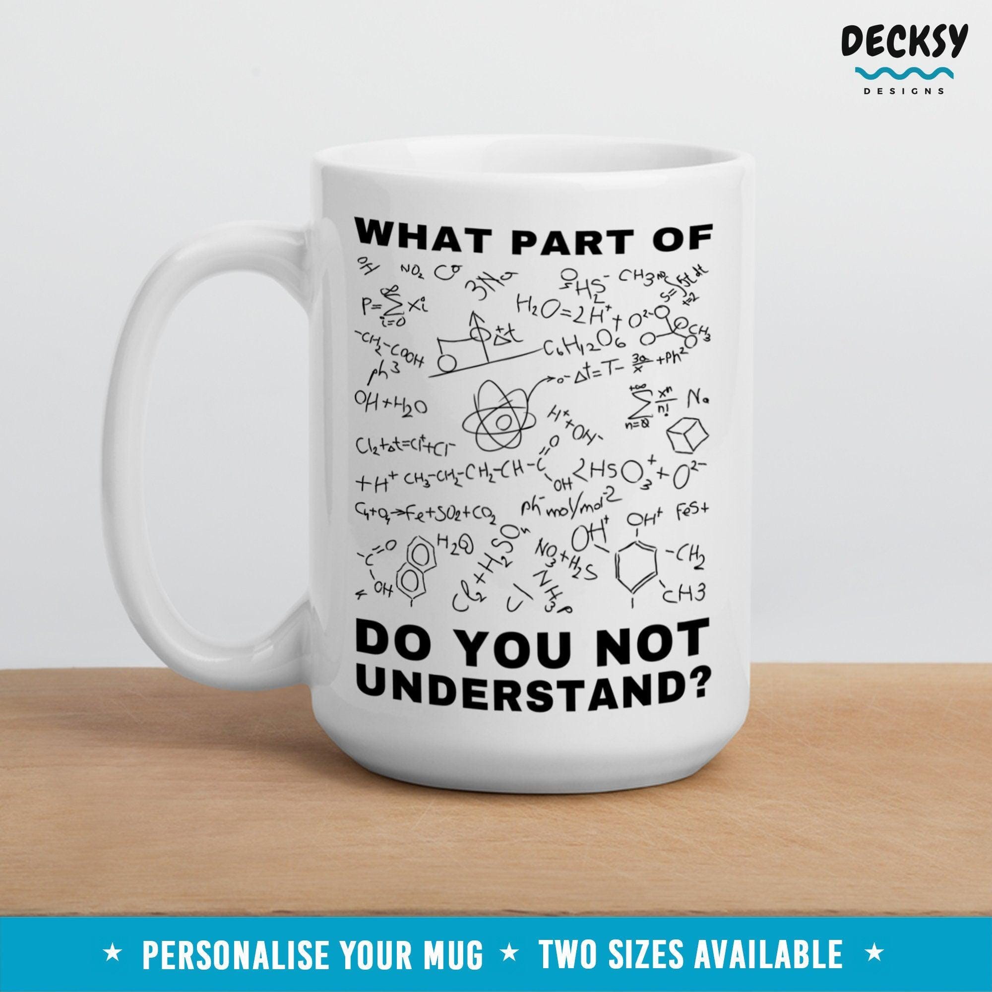 Chemistry Coffee Mug, Personalised Science Teacher Gift-Home & Living:Kitchen & Dining:Drink & Barware:Drinkware:Mugs-DecksyDesigns-White Mug 11 oz-NO PERSONALISATION-DecksyDesigns