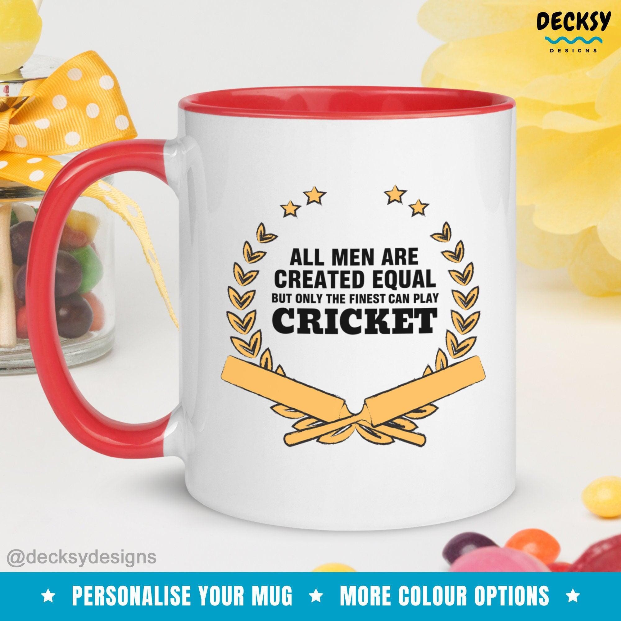 Cricket Mug Funny, Custom Cricketer Gift For Men-Home & Living:Kitchen & Dining:Drink & Barware:Drinkware:Mugs-DecksyDesigns-White Mug 11 oz-NO PERSONALISATION-DecksyDesigns