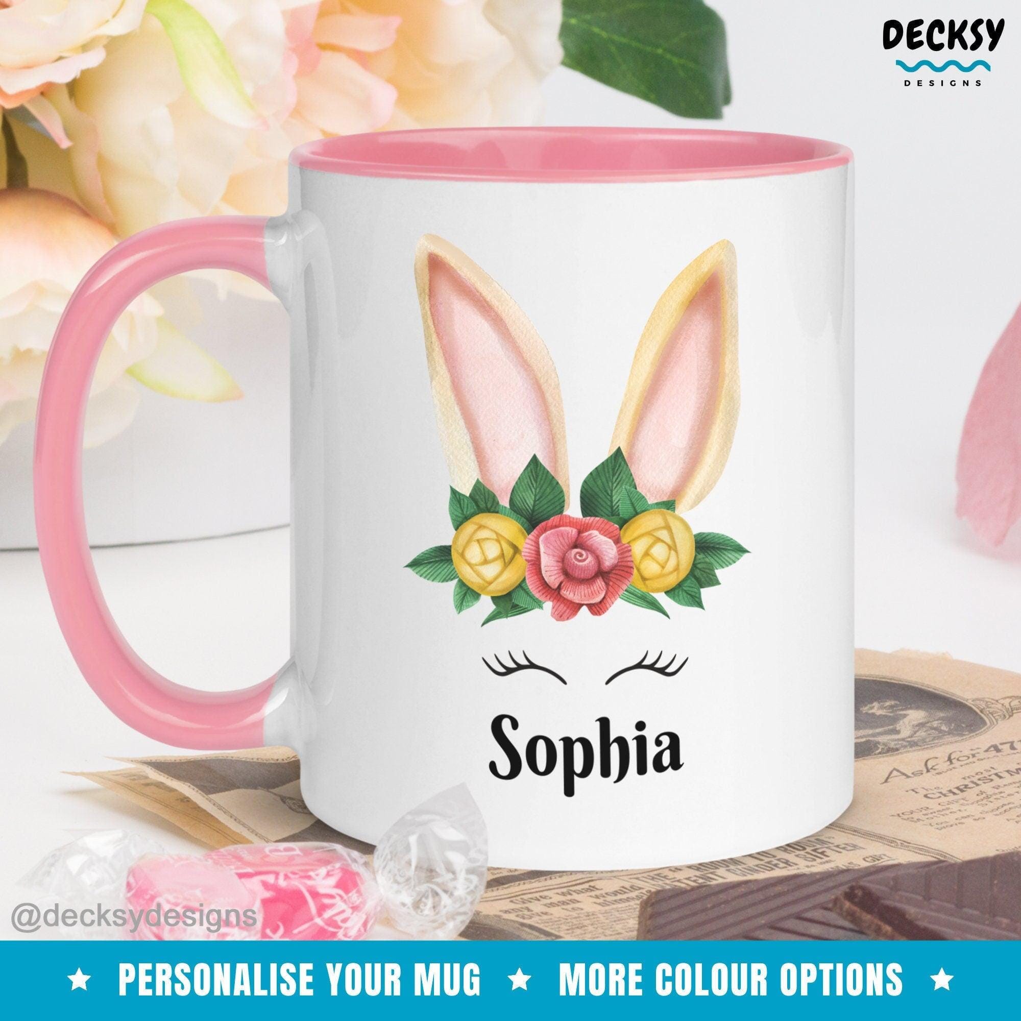 Custom Easter Name Mug Gift, Easter Bunny Mug-Home & Living:Kitchen & Dining:Drink & Barware:Drinkware:Mugs-DecksyDesigns-White Mug 11 oz-Font #1-DecksyDesigns